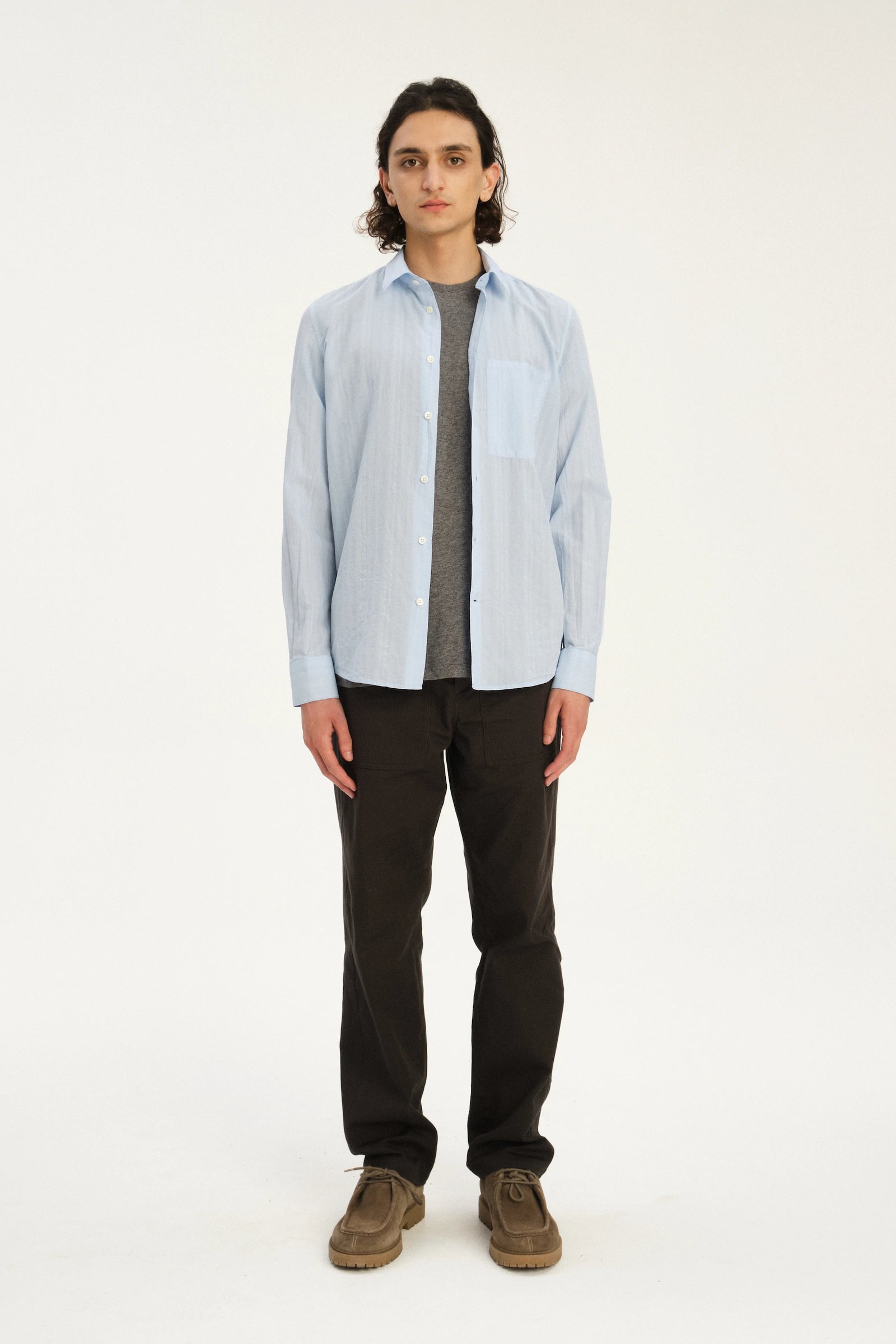 Feel Good Shirt in the Finest Pale Sky Blue Italian Cotton