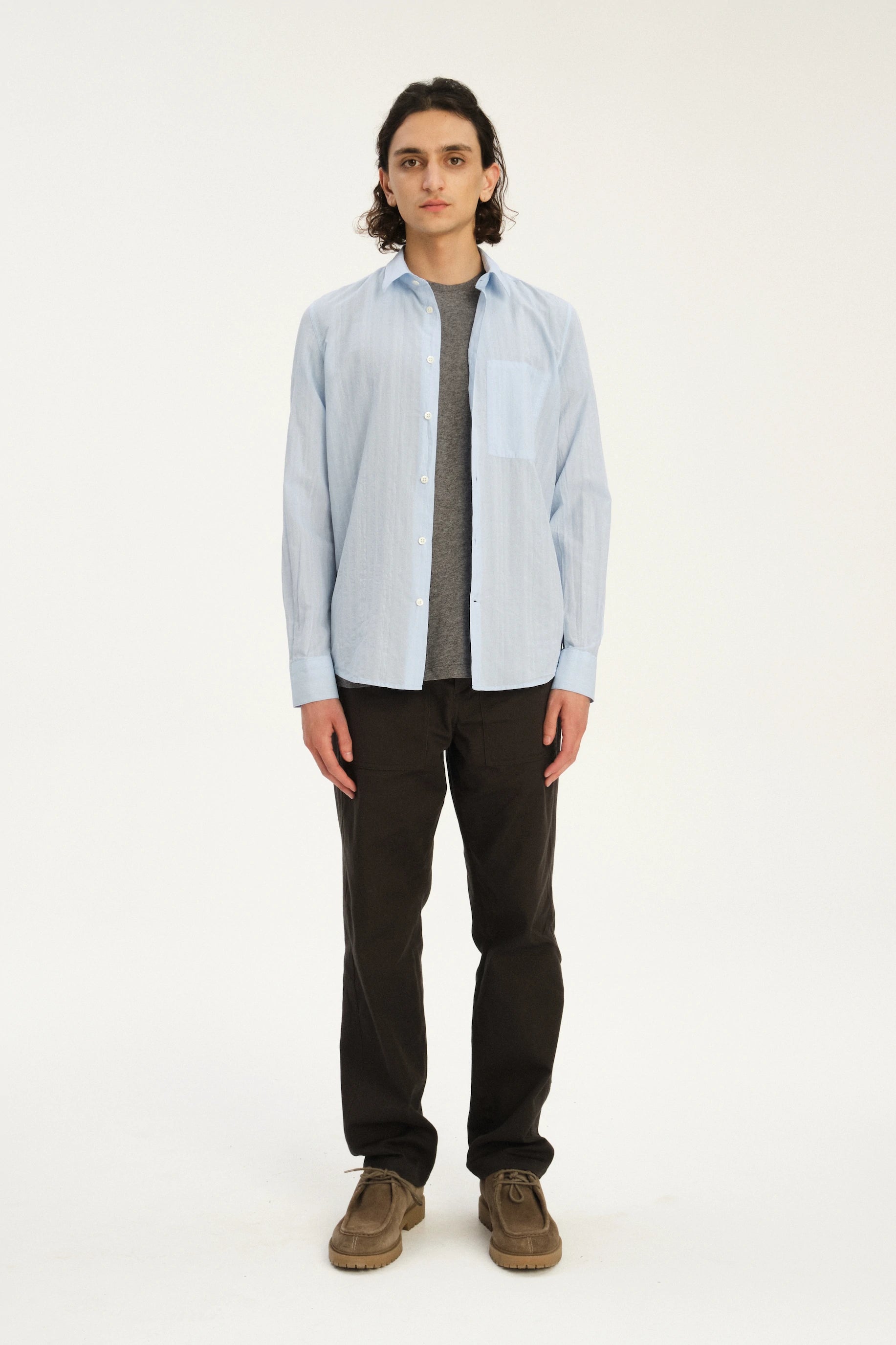 Feel Good Shirt in the Finest Pale Sky Blue Italian Structural Cotton