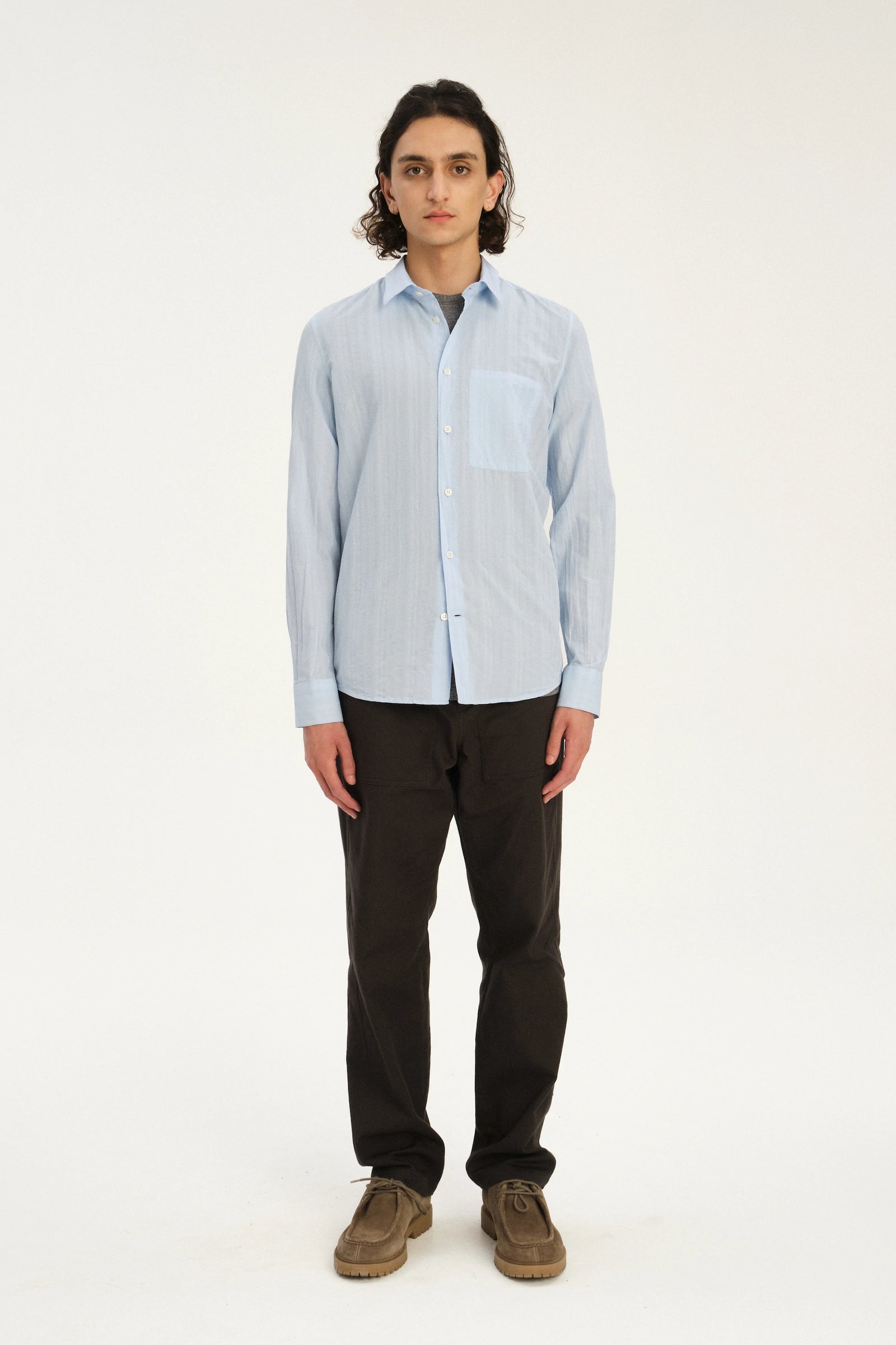 Feel Good Shirt in the Finest Pale Sky Blue Italian Cotton