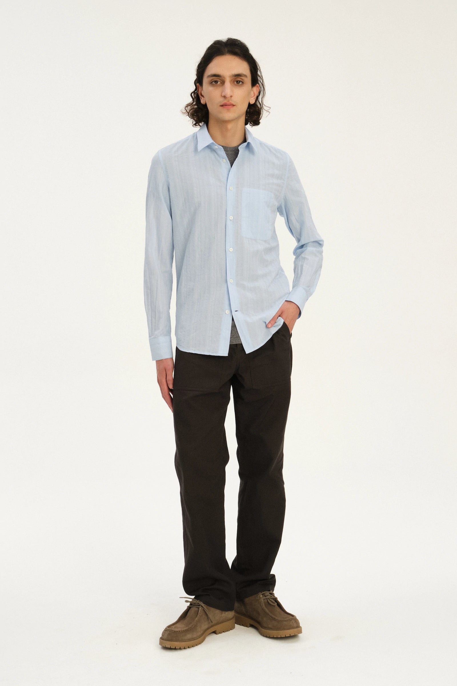 Feel Good Shirt in the Finest Pale Sky Blue Italian Cotton