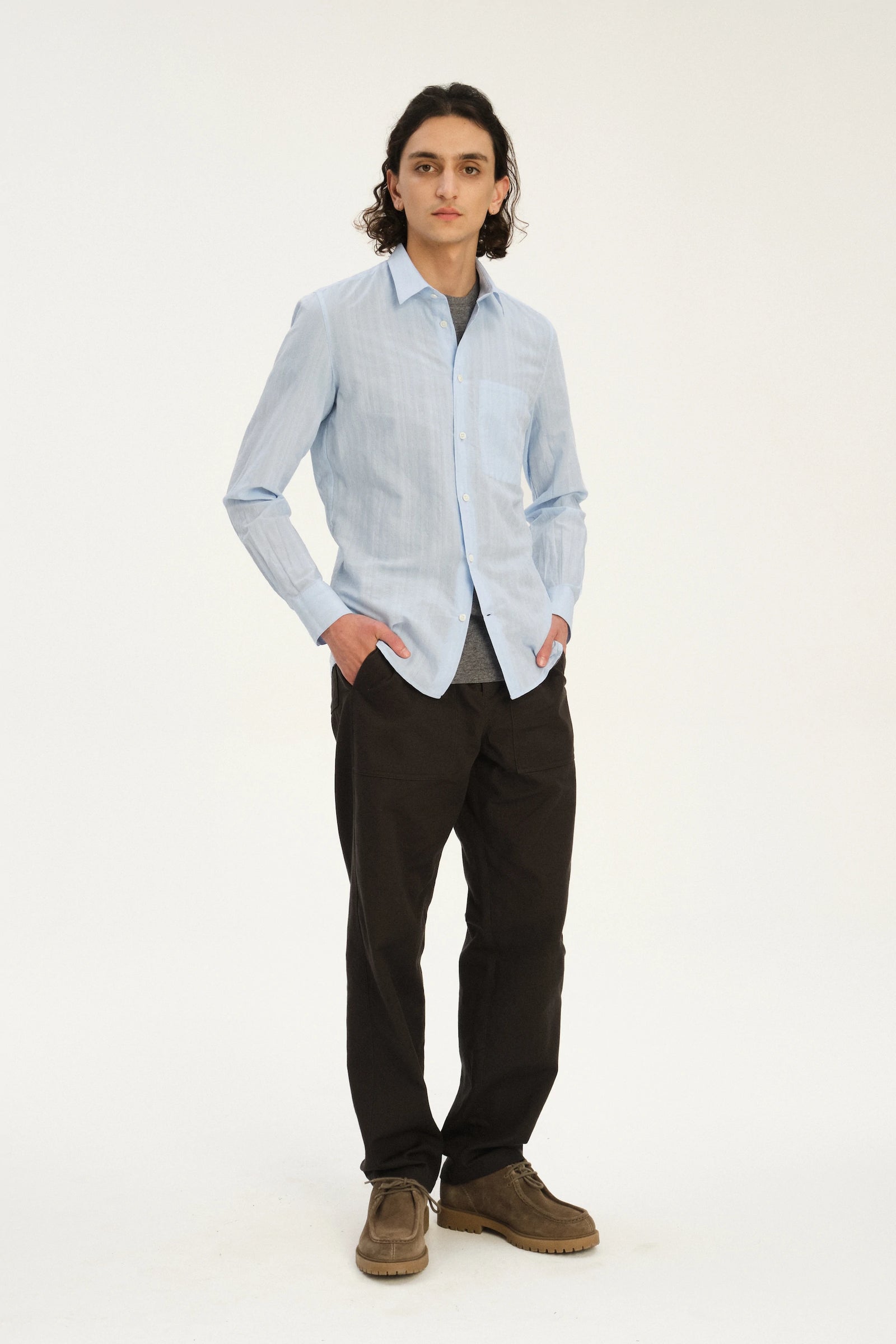 Feel Good Shirt in the Finest Pale Sky Blue Italian Cotton