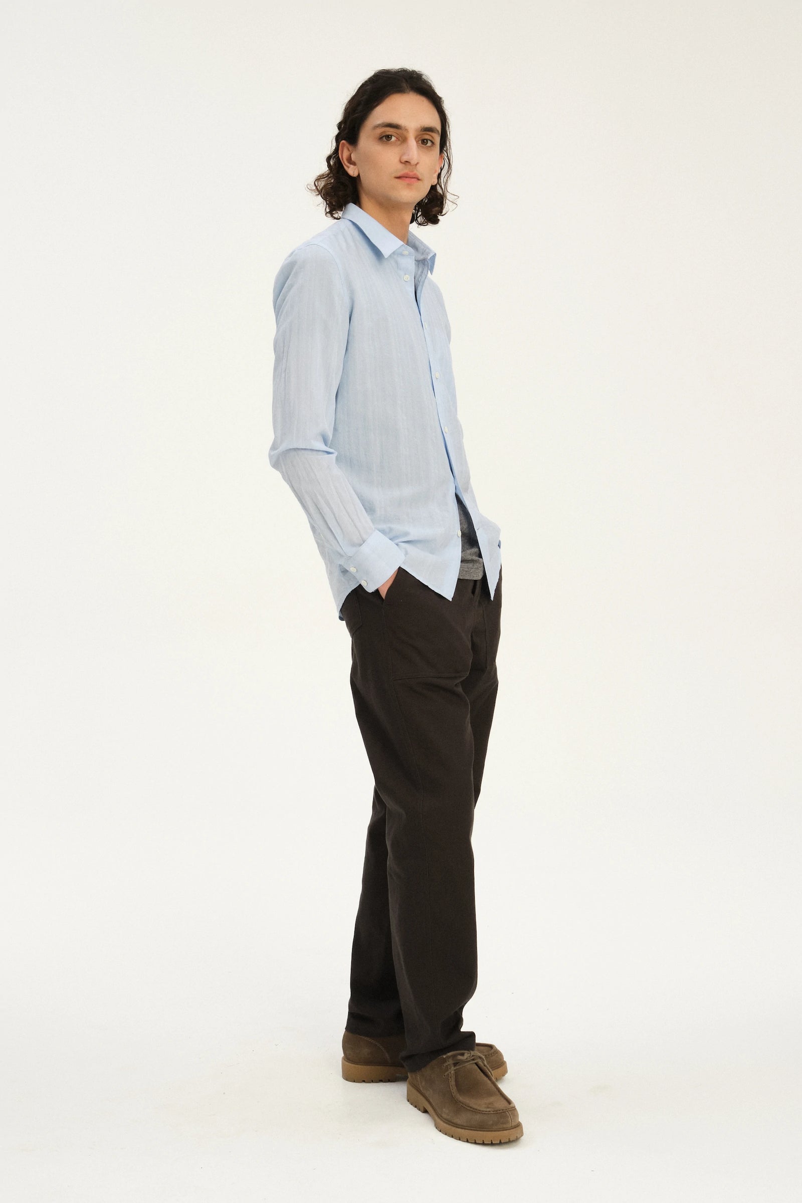 Feel Good Shirt in the Finest Pale Sky Blue Italian Cotton