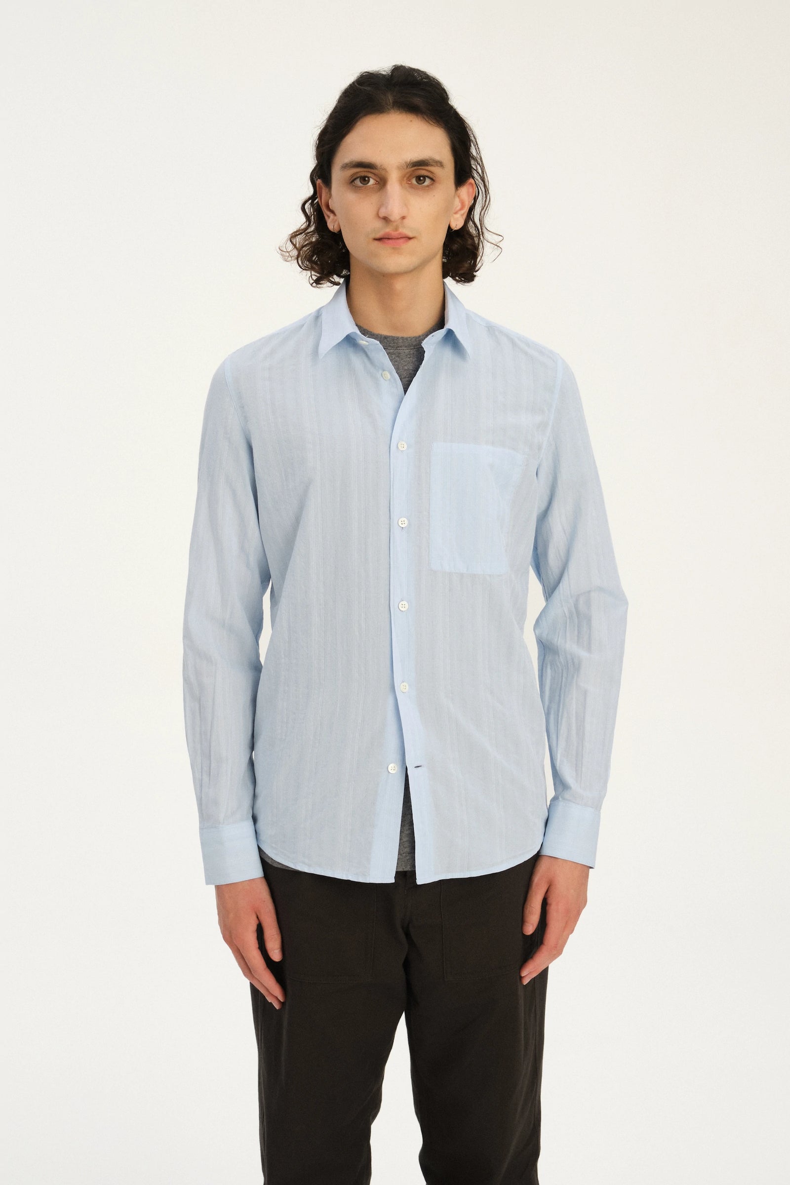 Feel Good Shirt in the Finest Pale Sky Blue Italian Cotton