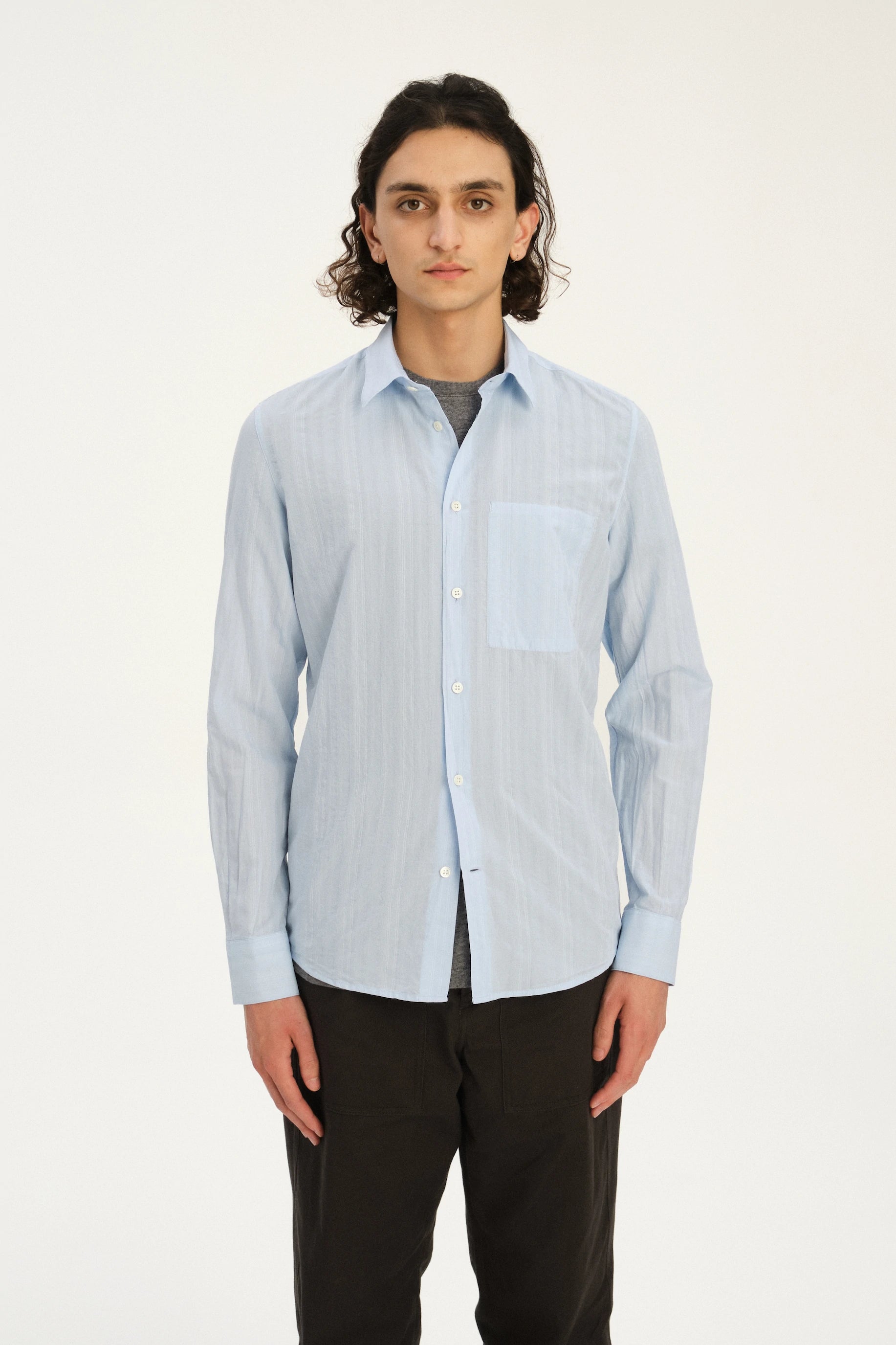 Feel Good Shirt in the Finest Pale Sky Blue Italian Structural Cotton