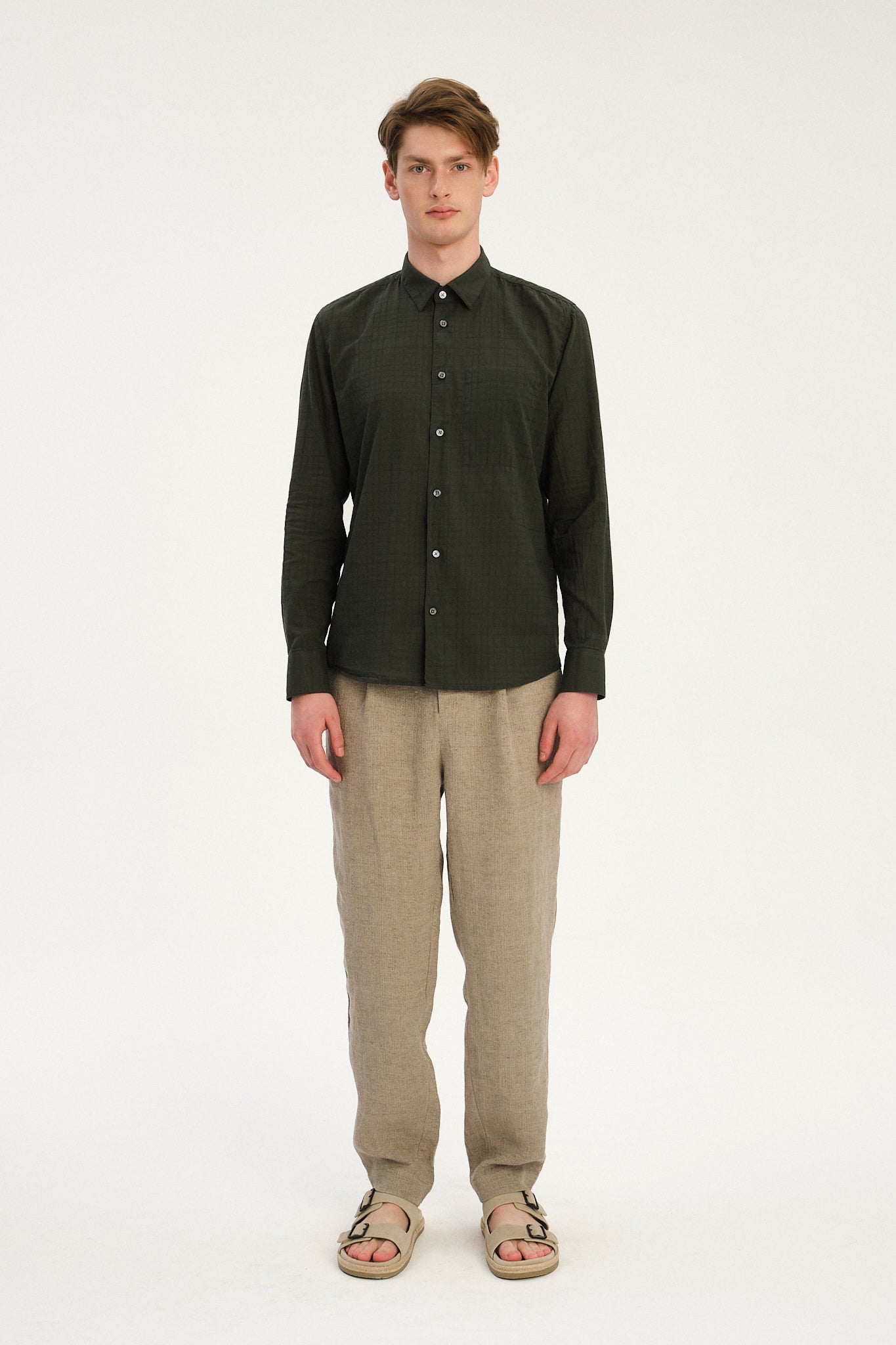 Feel Good Shirt in an Airy Forest Green Italian Cotton - Exclusive