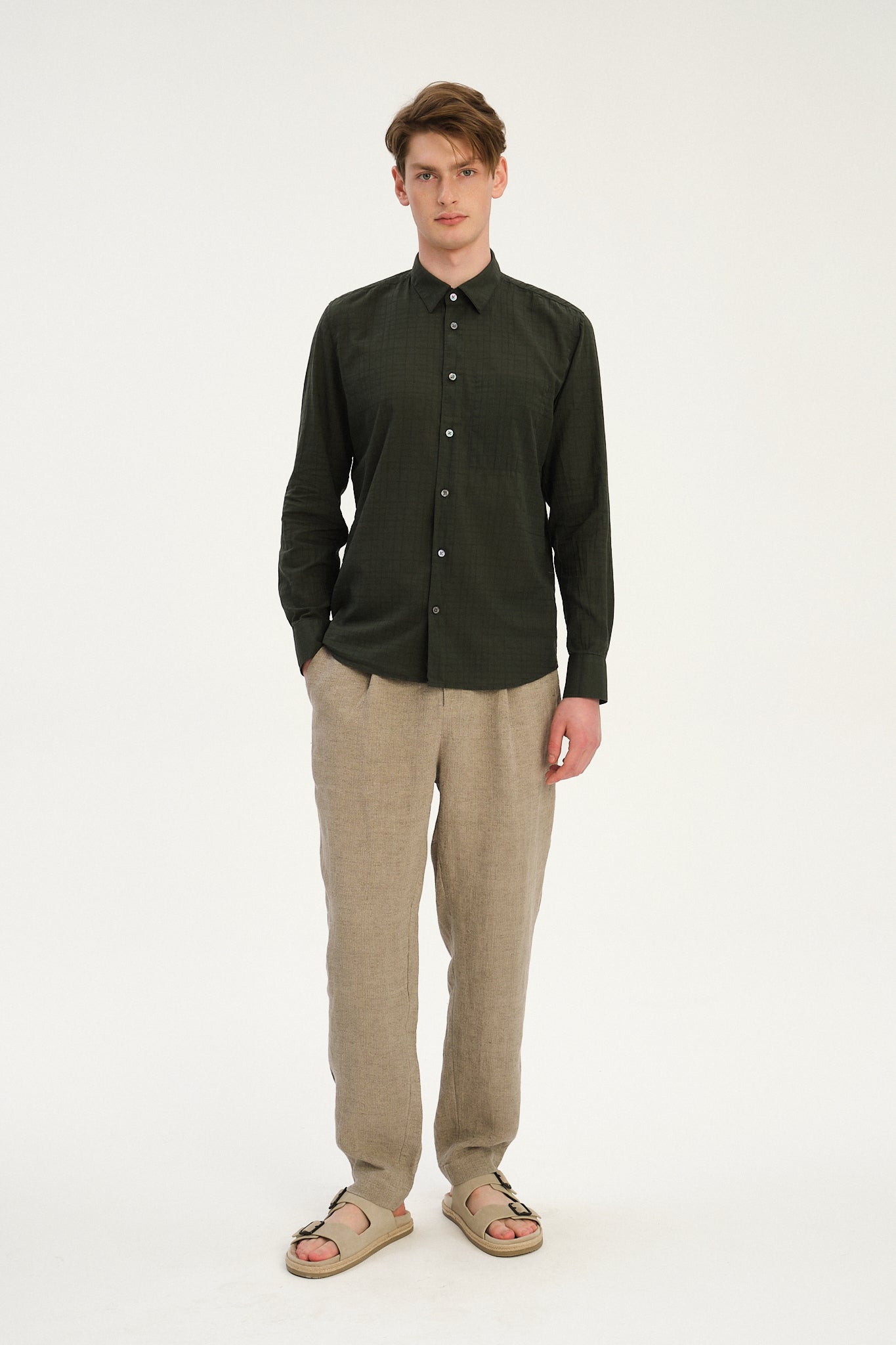 Feel Good Shirt in an Airy Forest Green Italian Cotton - Exclusive