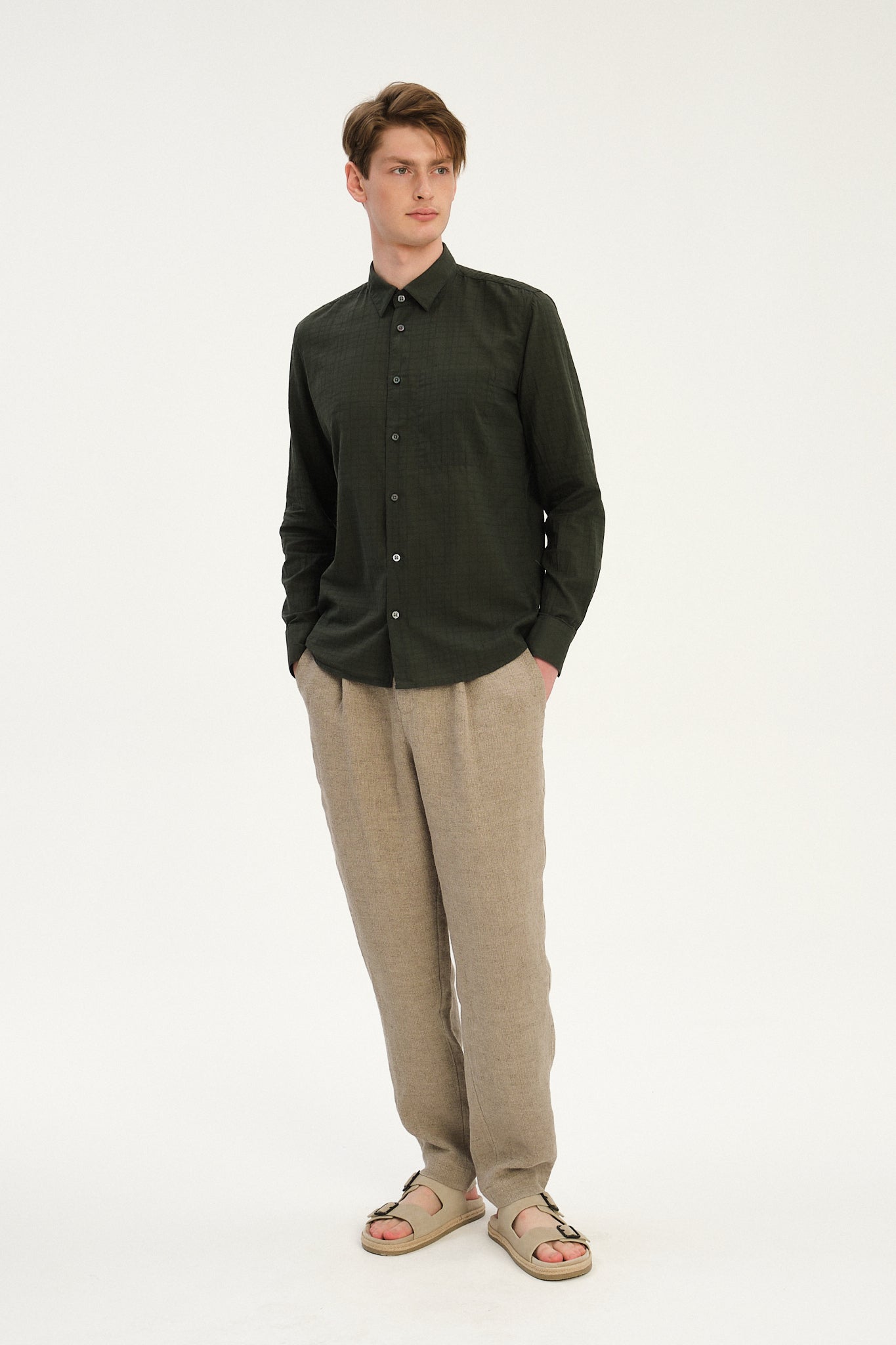 Feel Good Shirt in an Airy Forest Green Italian Cotton - Exclusive