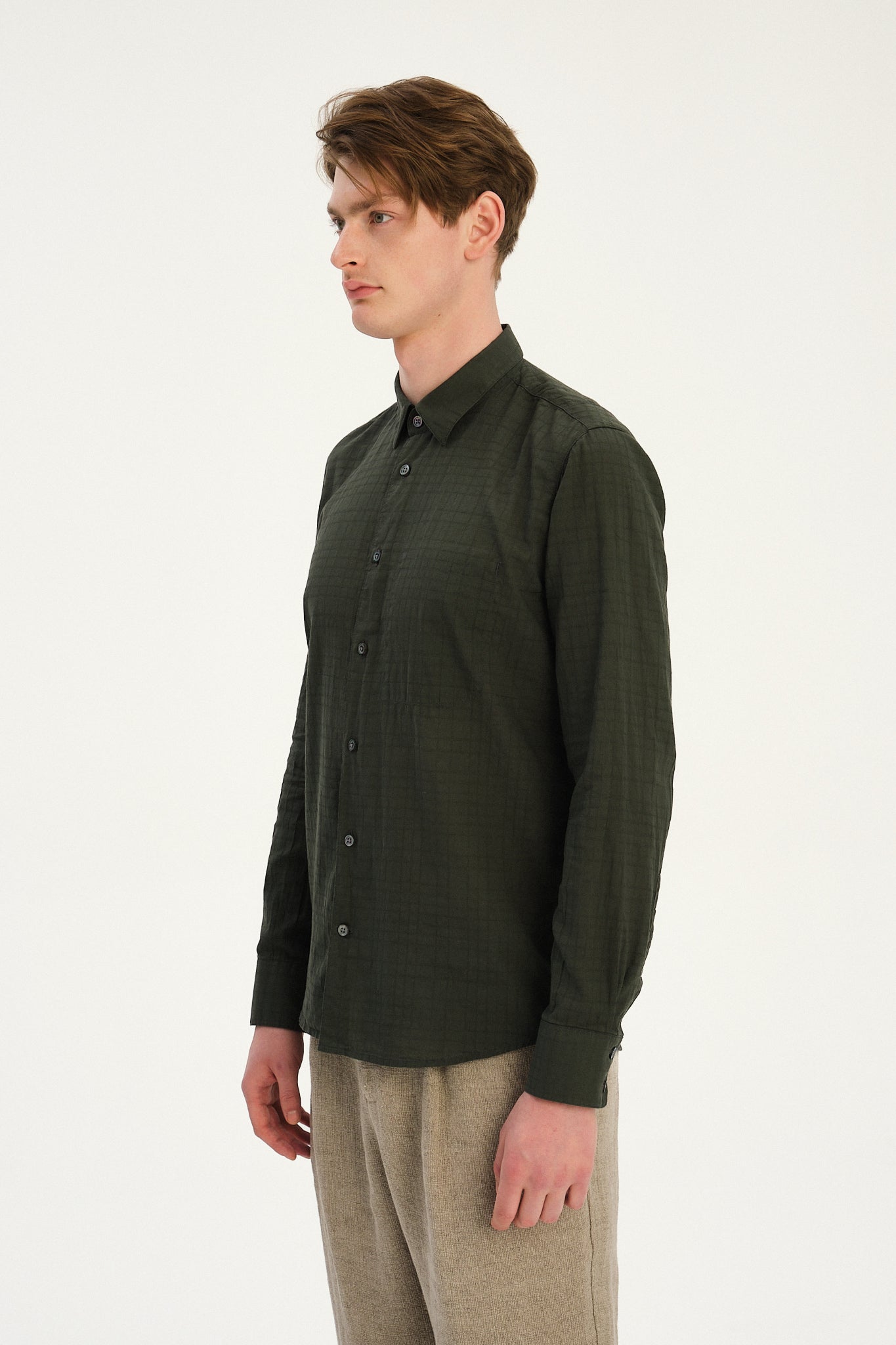 Feel Good Shirt in an Airy Forest Green Italian Cotton - Exclusive