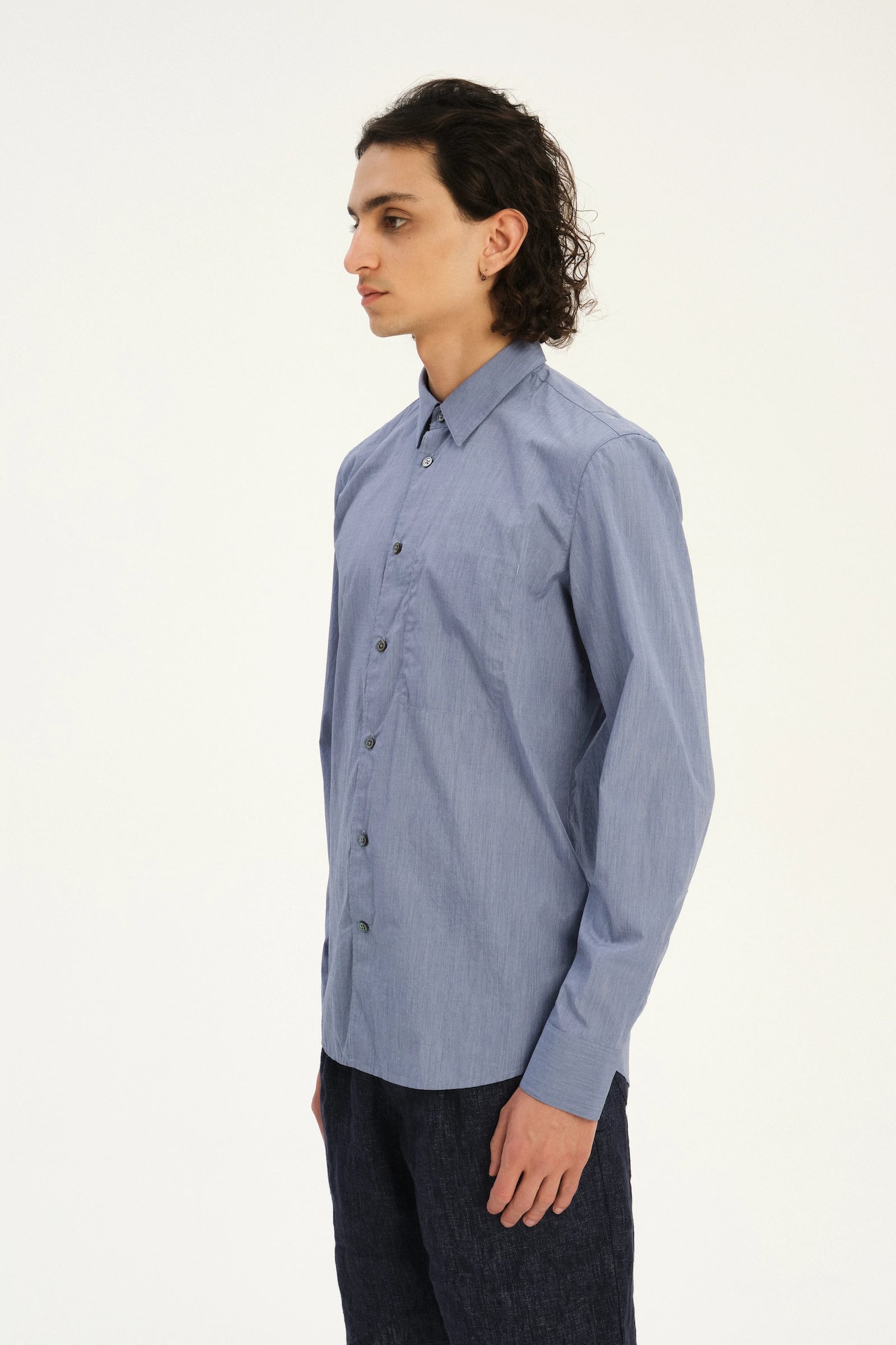 Feel Good Shirt in the Finest Grey Blue Italian Cotton