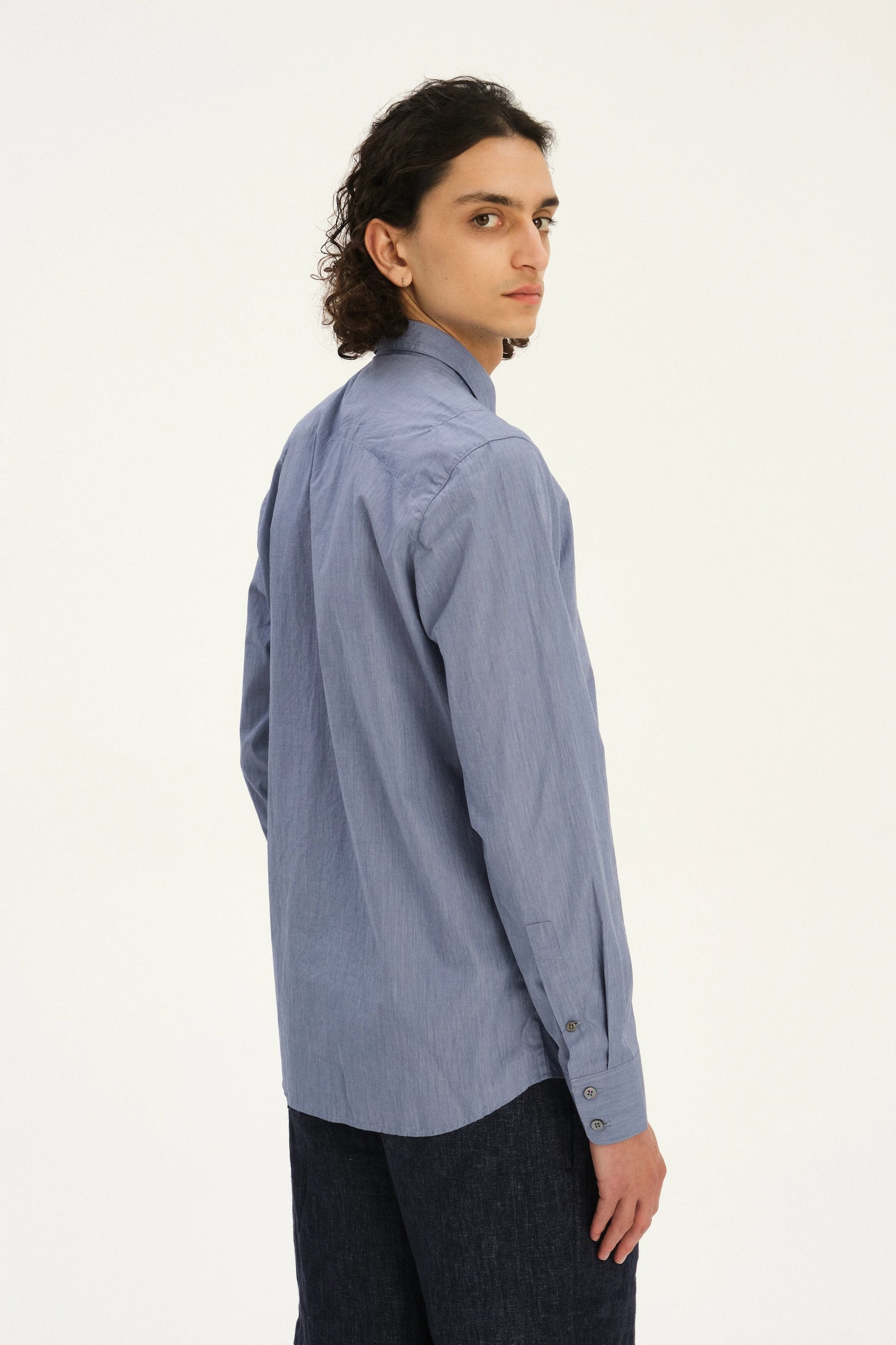 Feel Good Shirt in the Finest Grey Blue Italian Cotton