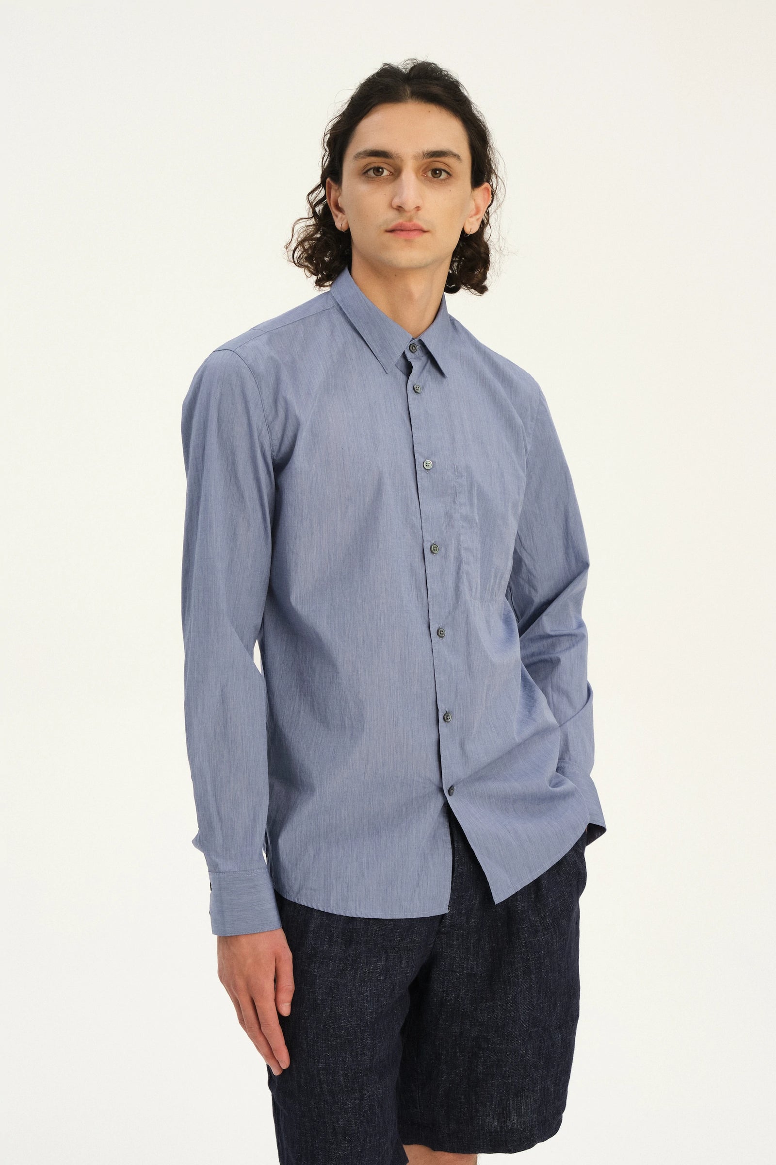 Feel Good Shirt in the Finest Grey Blue Italian Cotton