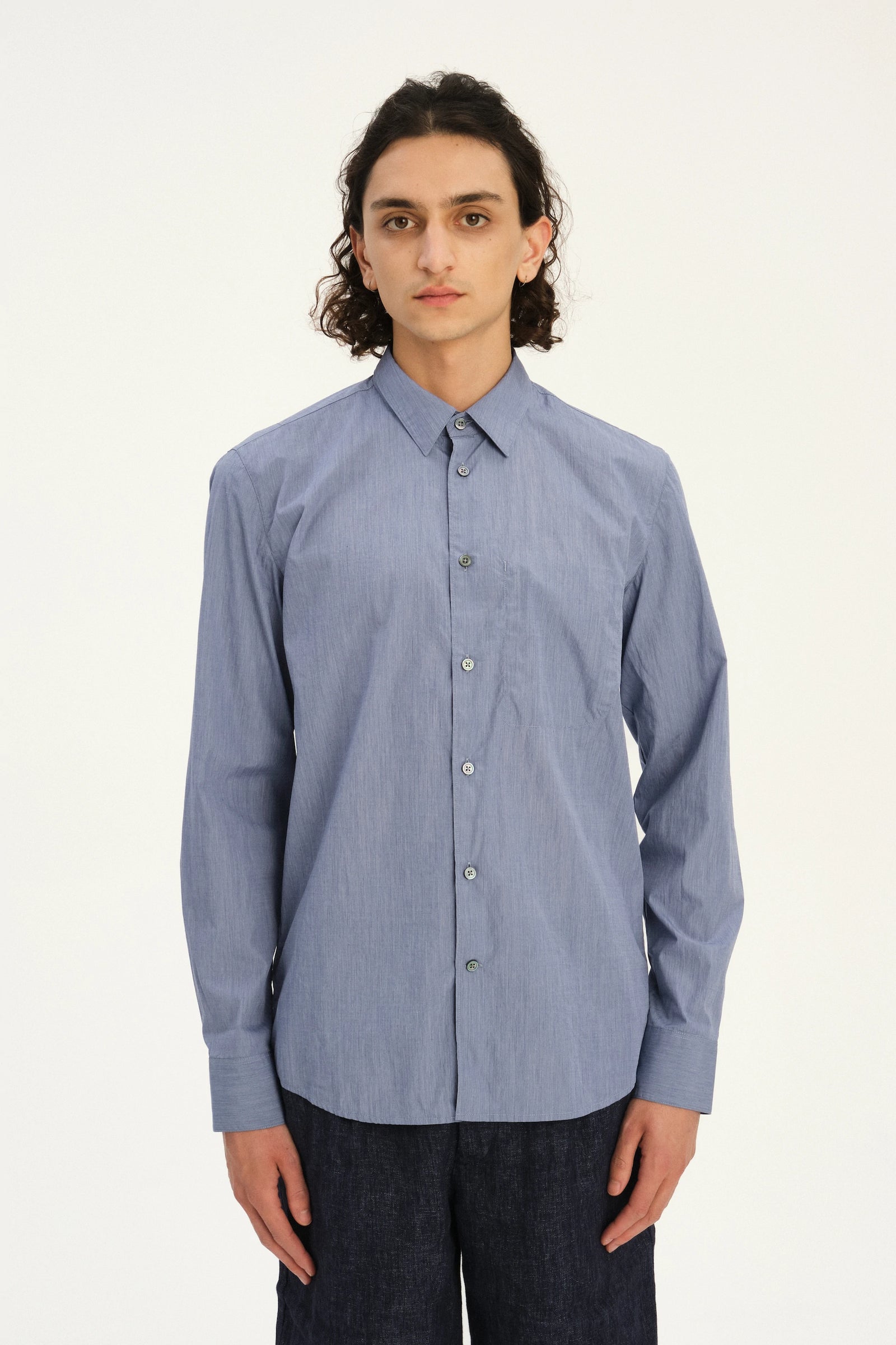 Feel Good Shirt in the Finest Grey Blue Italian Cotton