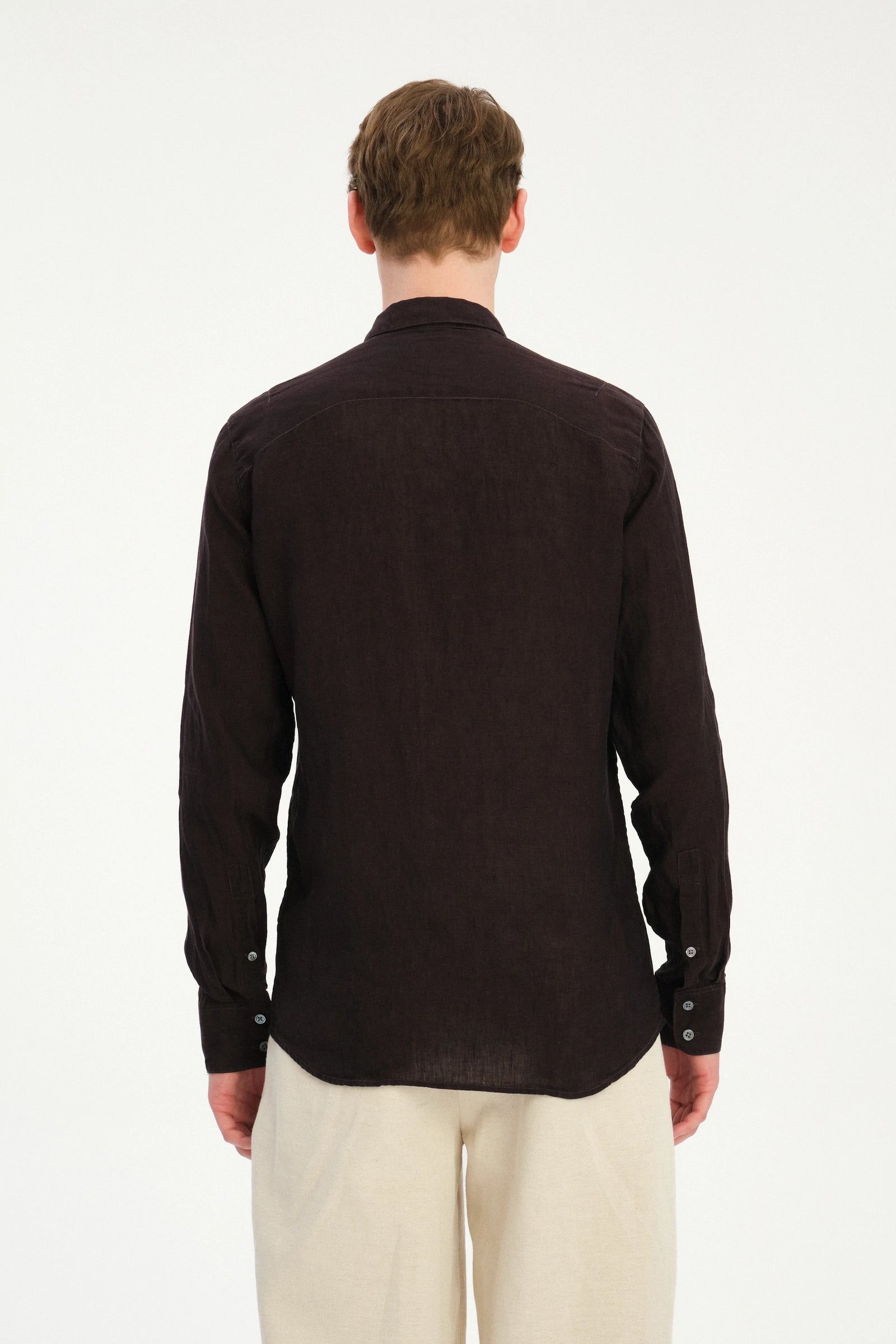 Feel Good Shirt in a Deep Chocolate Brown Italian Linen