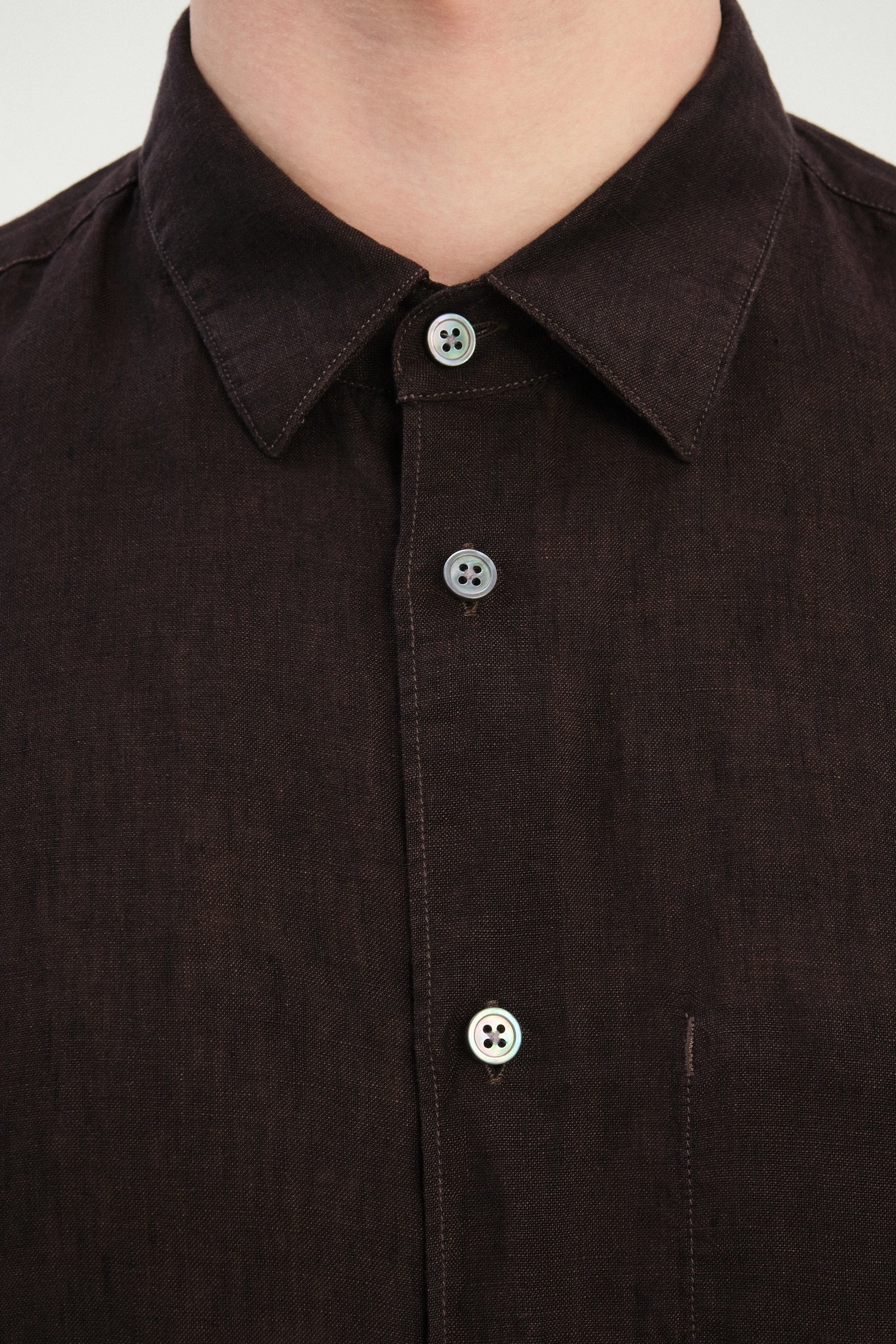 Feel Good Shirt in a Deep Chocolate Brown Italian Linen