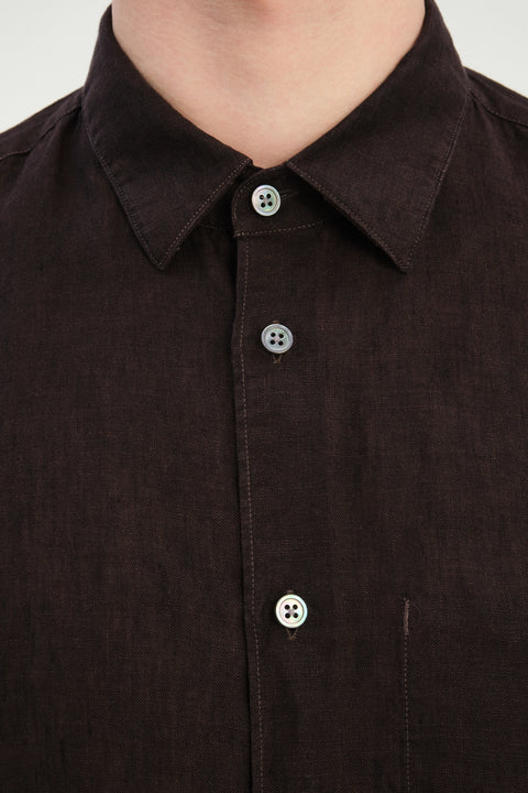 Feel Good Shirt in Pure Chocolate Brown Italian Linen
