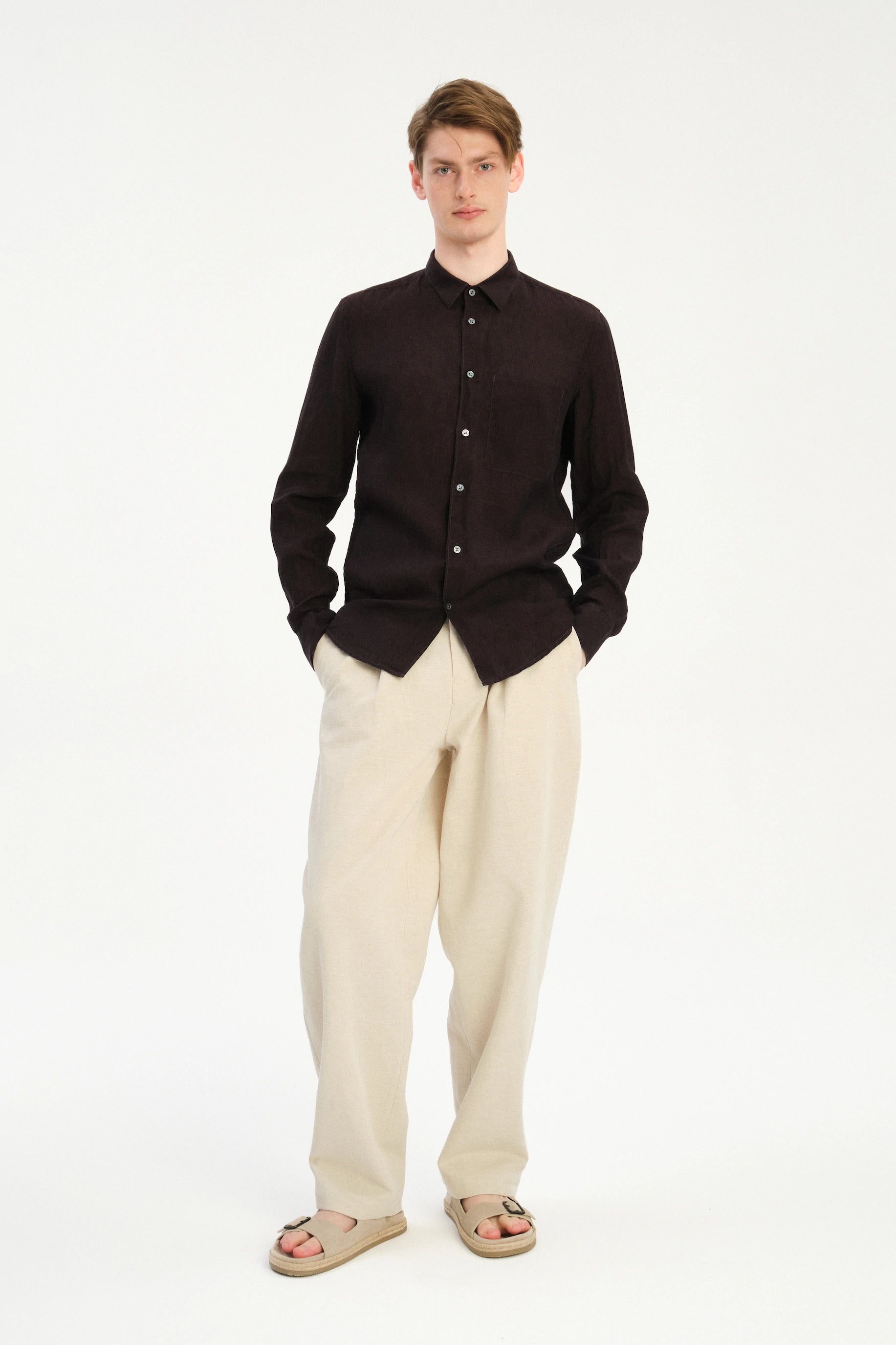 Feel Good Shirt in Pure Chocolate Brown Italian Linen