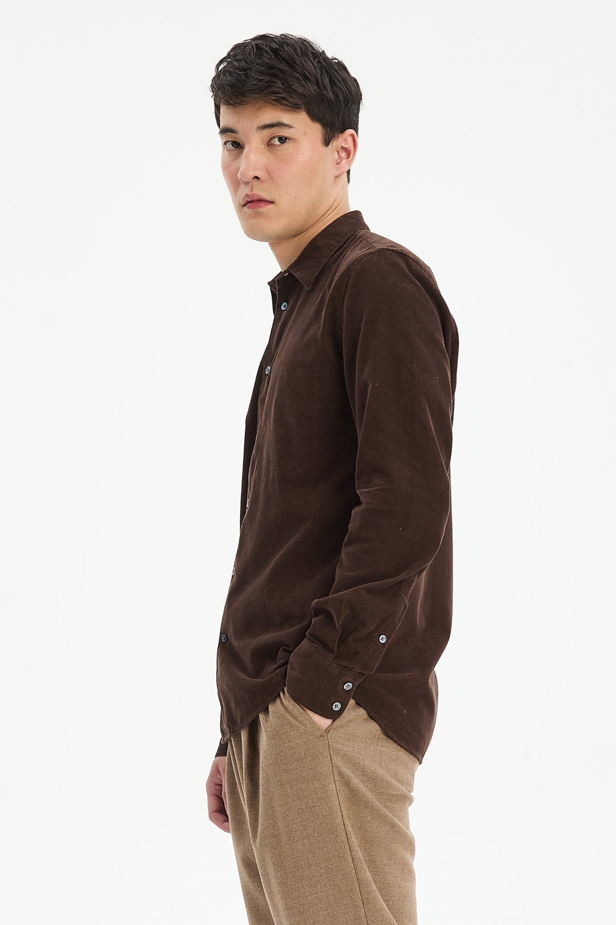 Feel Good Shirt in Brown Italian Cashmere Cord