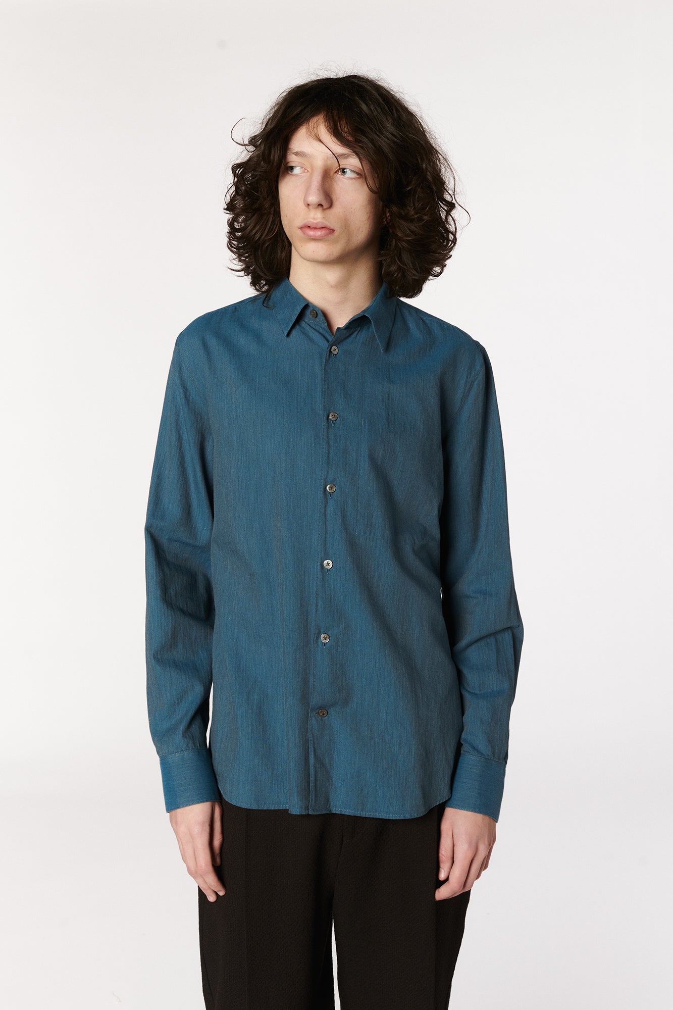 Feel Good Shirt in the Finest Sapphire Blue Fine Herringbone Soft