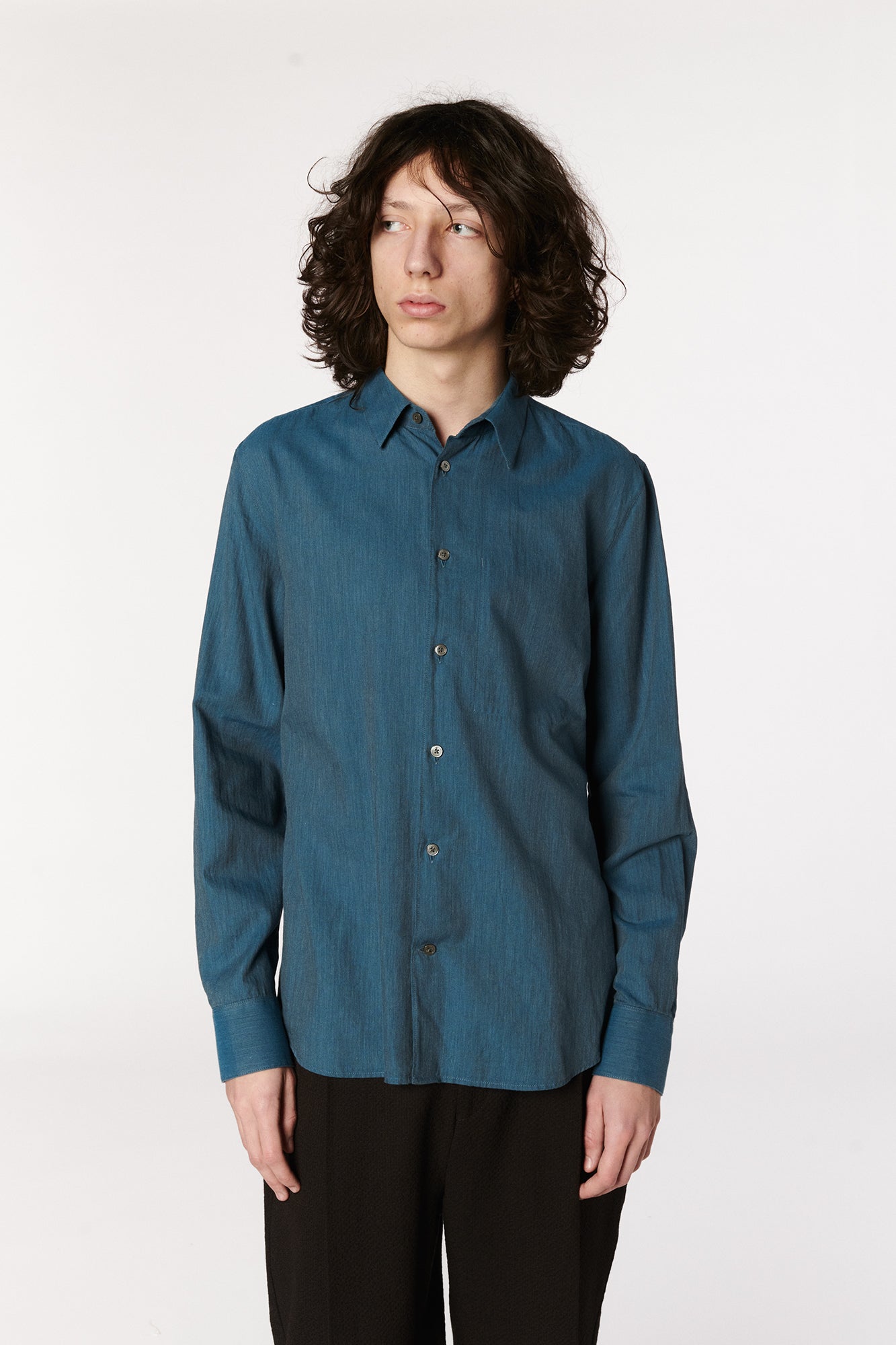 Feel Good Shirt in the Finest Sapphire Blue Fine Herringbone Soft Italian Cotton Flannel