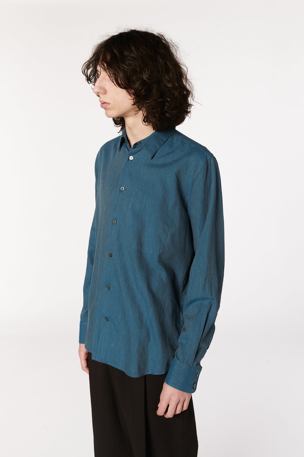 Feel Good Shirt in the Finest Sapphire Blue Fine Herringbone Soft Italian Cotton Flannel