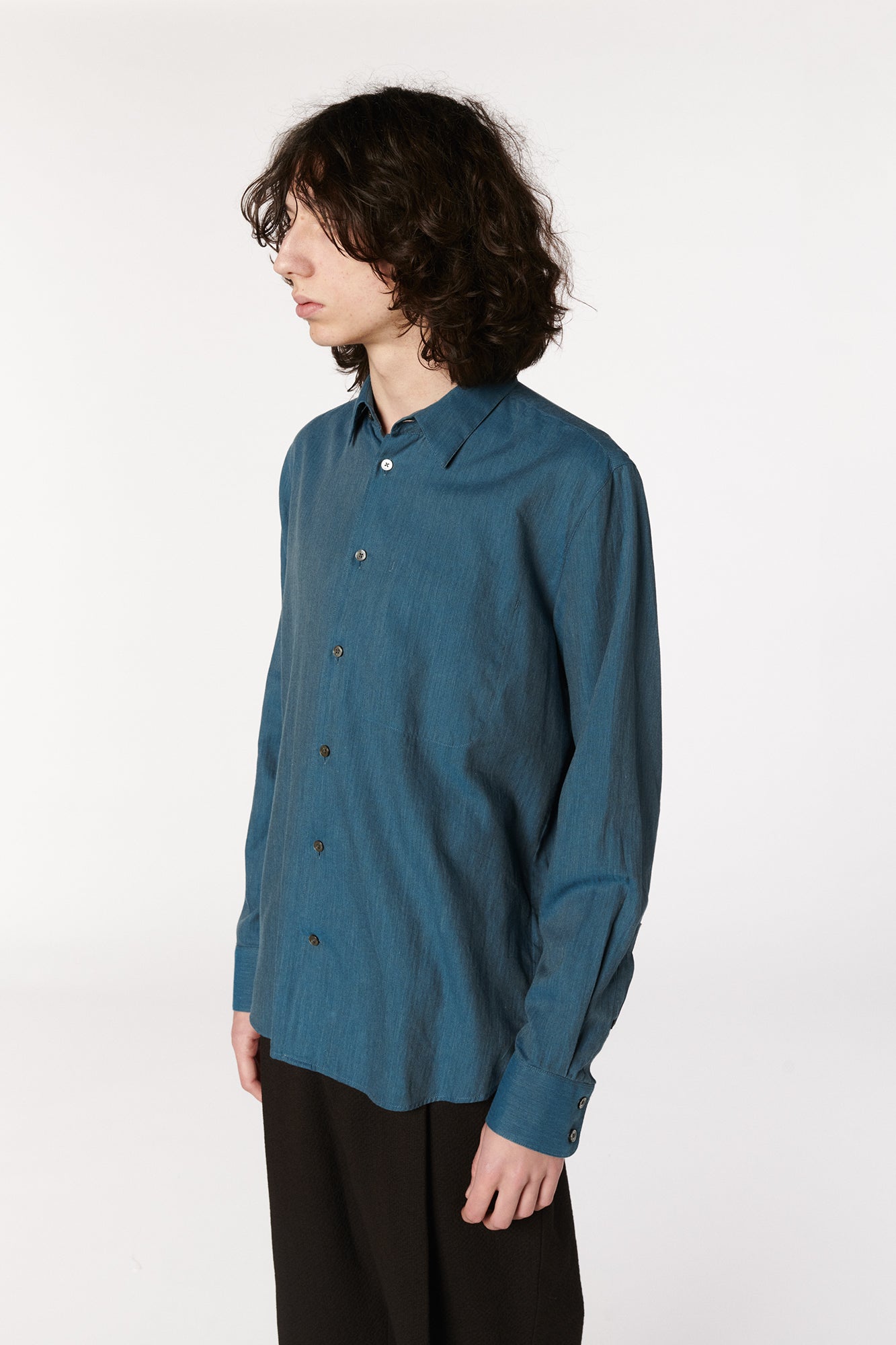 Feel Good Shirt in the Finest Sapphire Blue Fine Herringbone Soft Italian Cotton Flannel