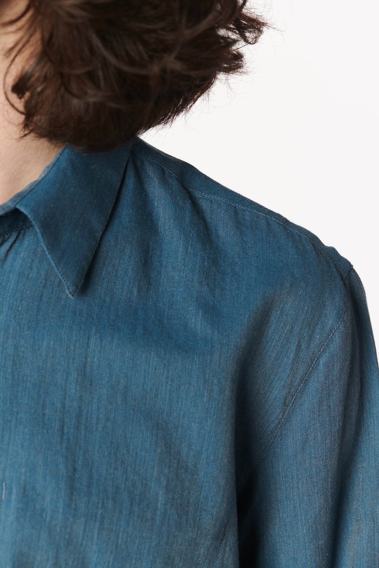 Feel Good Shirt in the Finest Sapphire Blue Fine Herringbone Soft Italian Cotton Flannel