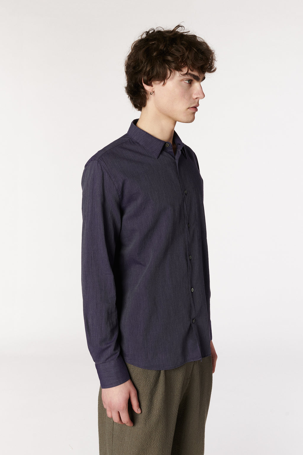 Feel Good Shirt in the Finest Purple Black Fine Herringbone Soft Italian Cotton Flannel