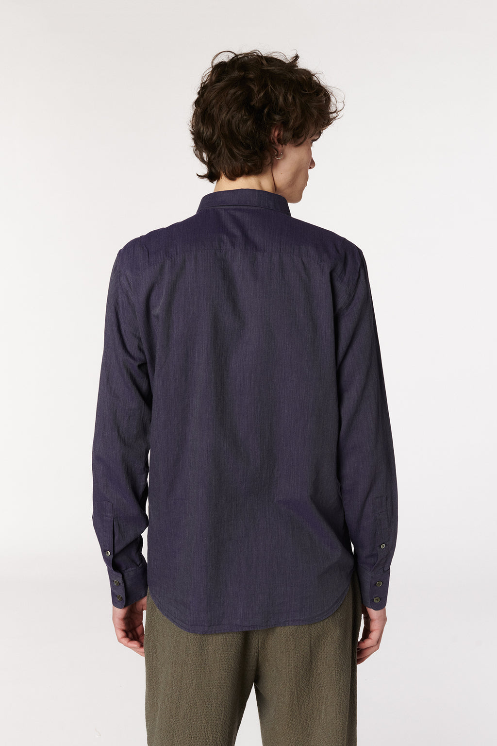 Feel Good Shirt in the Finest Purple Black Fine Herringbone Soft Italian Cotton Flannel