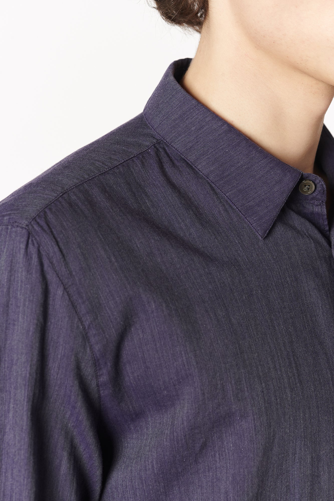 Feel Good Shirt in the Finest Purple Black Fine Herringbone Soft Italian Cotton Flannel