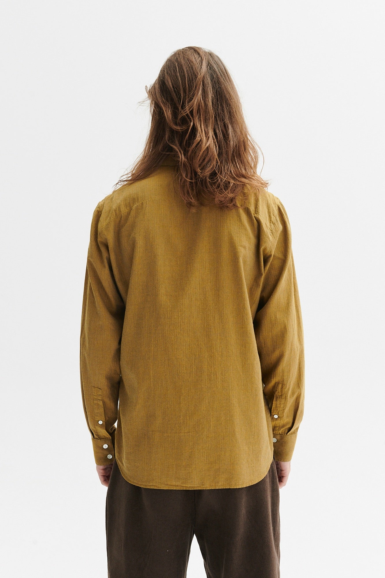 Feel Good Shirt in the Finest Ochre Yellow Fine Herringbone Soft Italian Giza 87 Cotton Flannel
