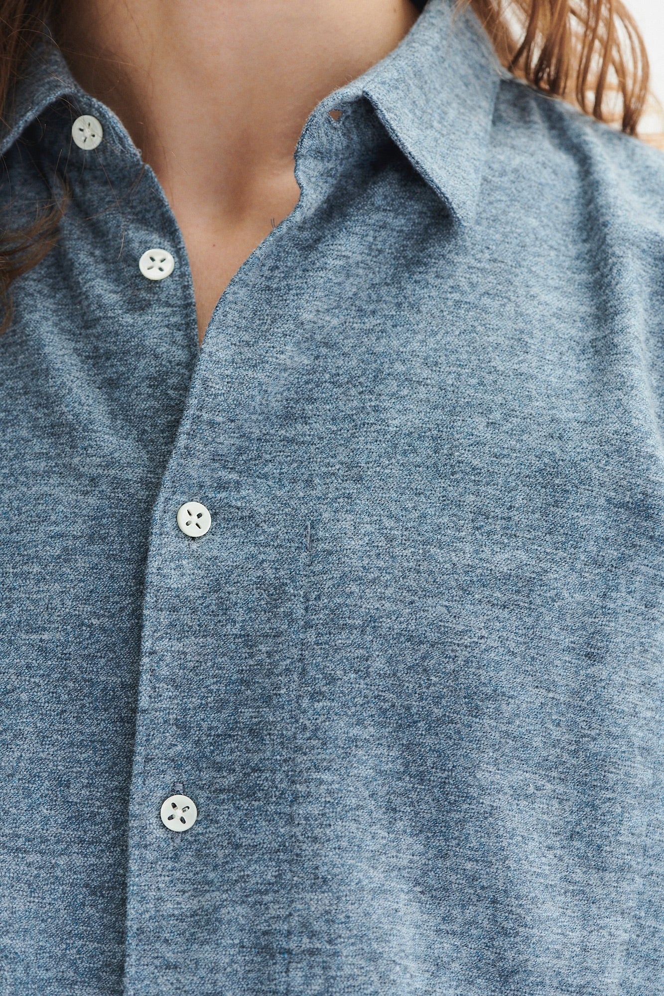Feel Good Shirt in a Blue Utterly Soft Melange Italian Cotton Flannel by Albini