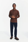 Feel Good Shirt in a Brown Italian Cotton and Cashmere Flannel by Albini