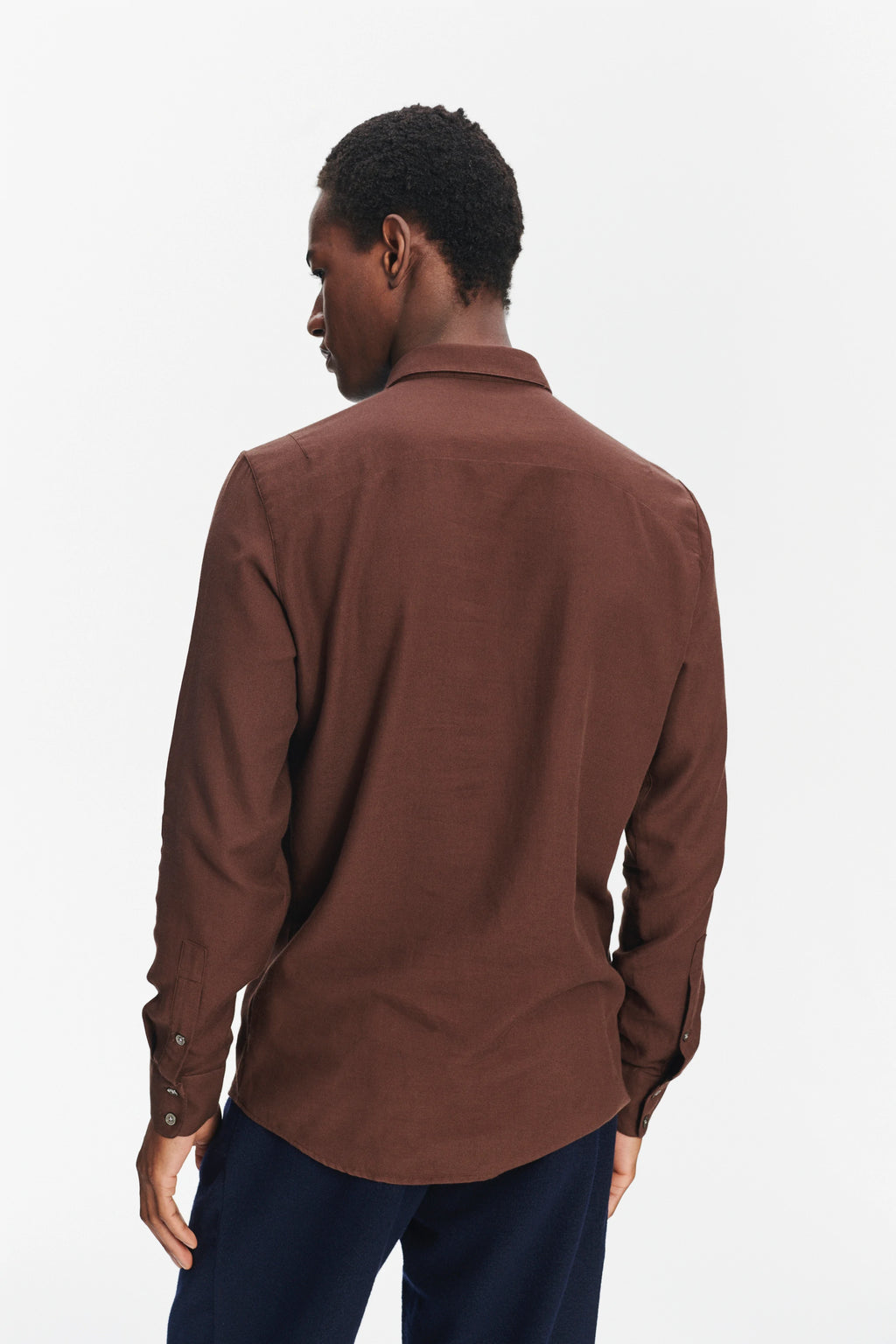 Feel Good Shirt in a Brown Italian Cotton and Cashmere Flannel by Albini