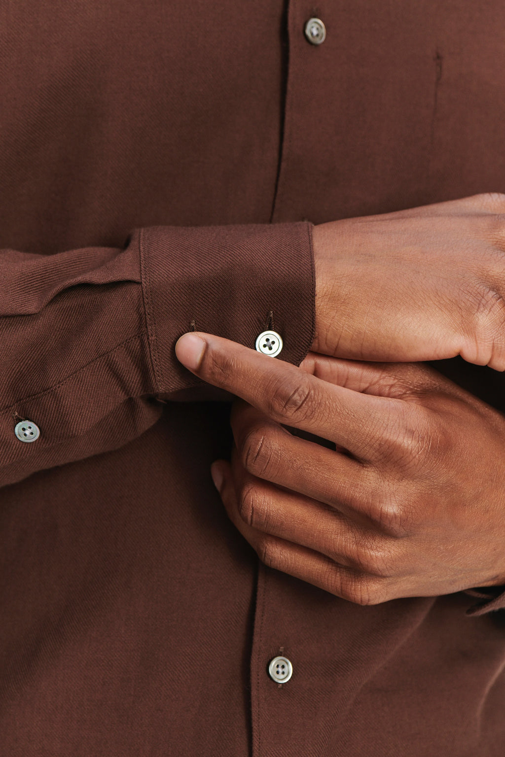 Feel Good Shirt in a Brown Italian Cotton and Cashmere Flannel by Albini