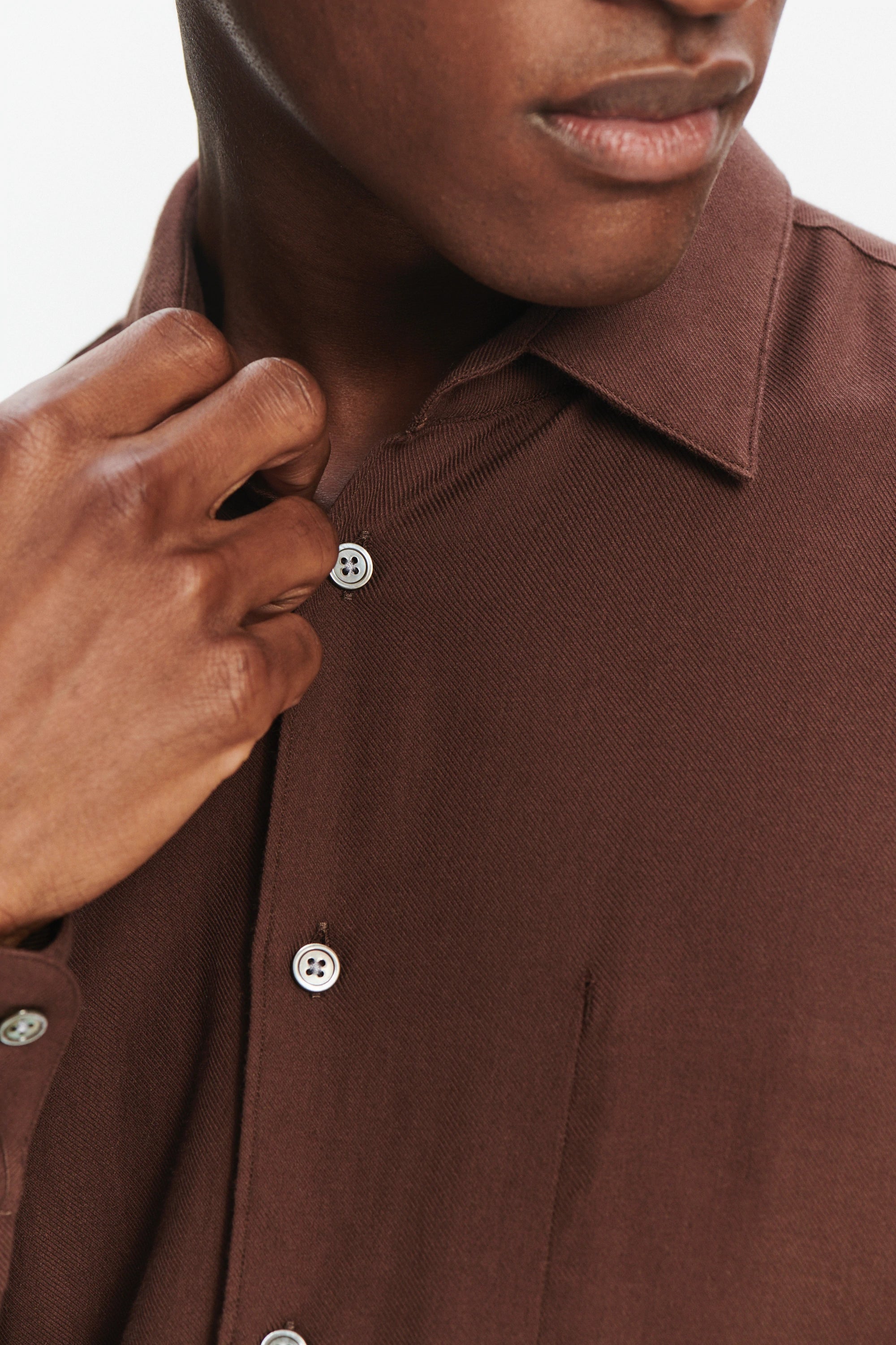 Feel Good Shirt in a Brown Italian Cotton and Cashmere Flannel by Albini