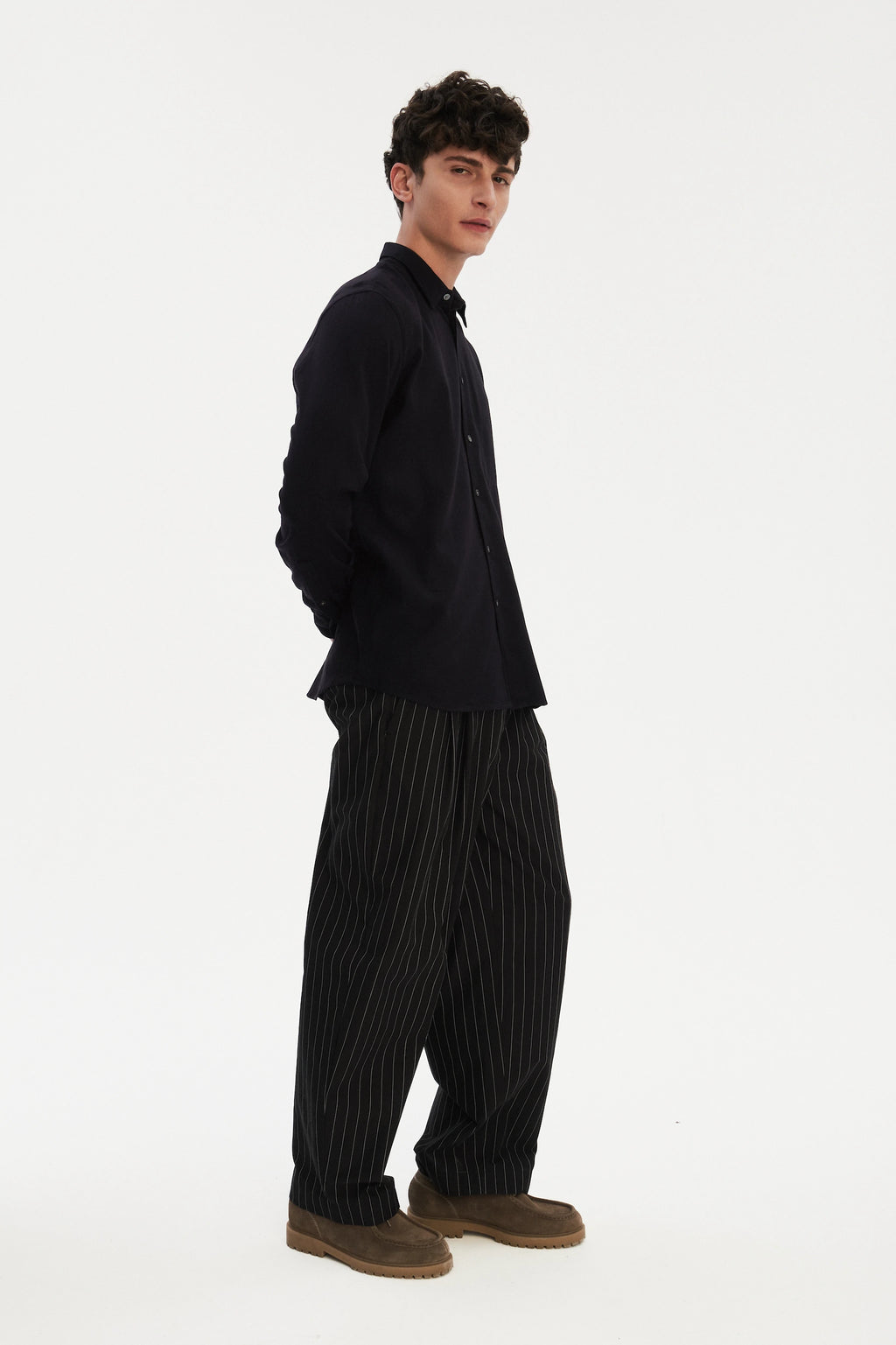 Feel Good Shirt in Dark Navy Silky Italian Lyocell and Organic Cotton Flannel