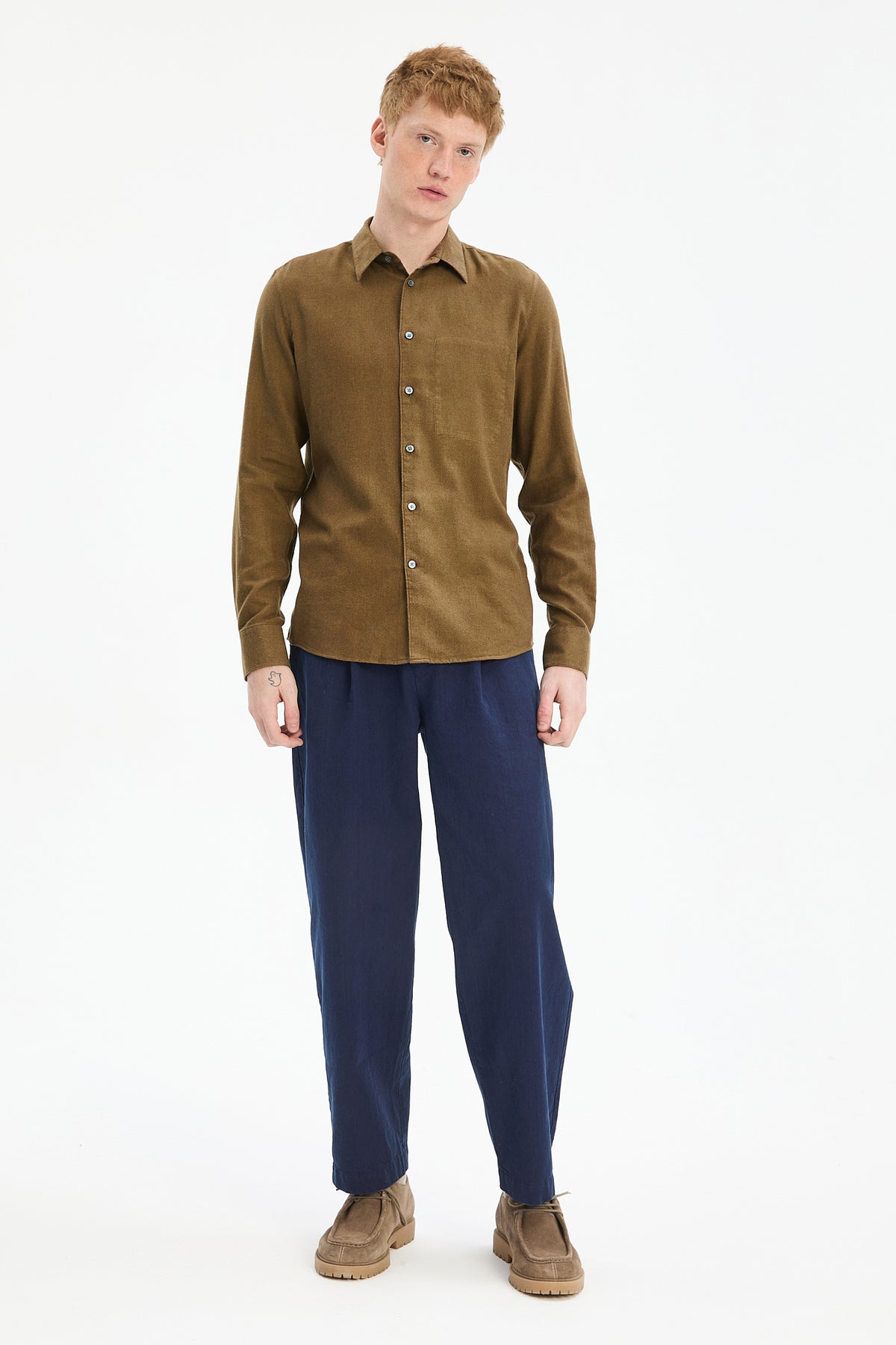Feel Good Shirt in Ligurian Olive Italian Flannel