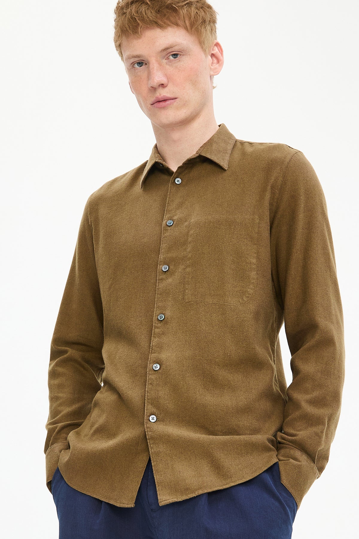 Feel Good Shirt in Ligurian Olive Italian Flannel