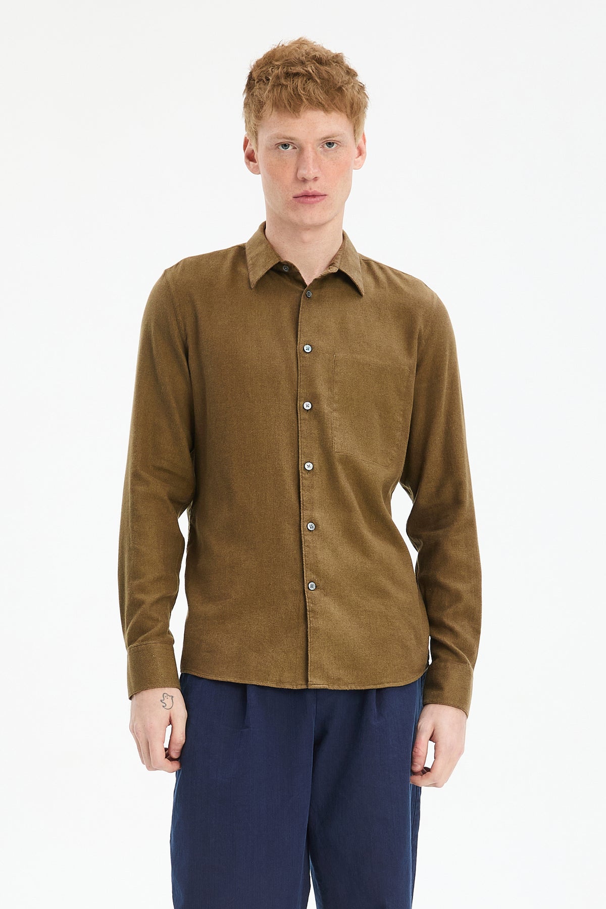 Feel Good Shirt in Ligurian Olive Italian Flannel