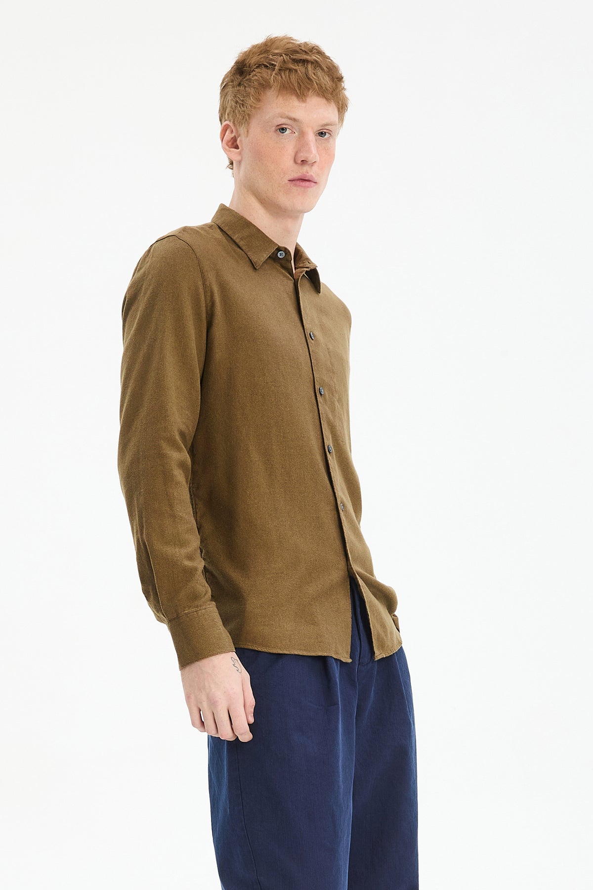 Feel Good Shirt in Ligurian Olive Italian Flannel