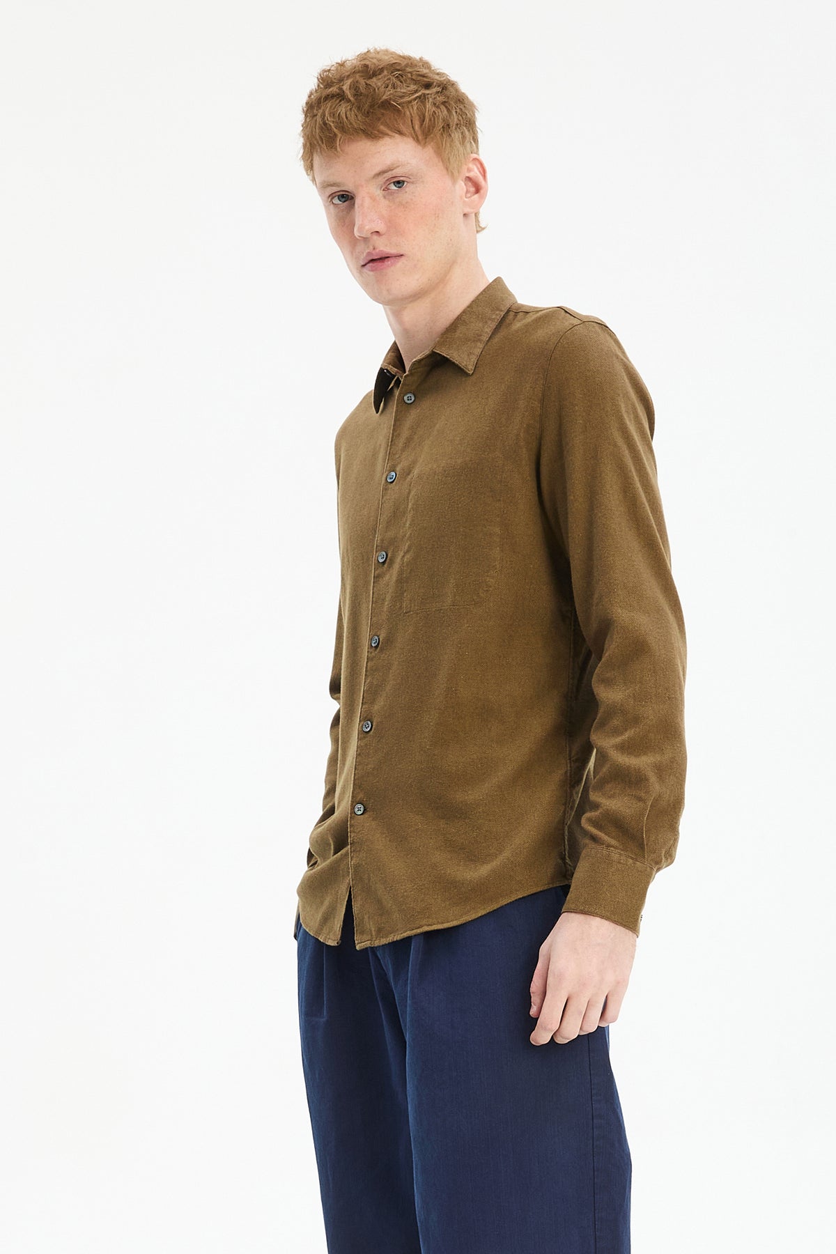 Feel Good Shirt in Ligurian Olive Italian Flannel