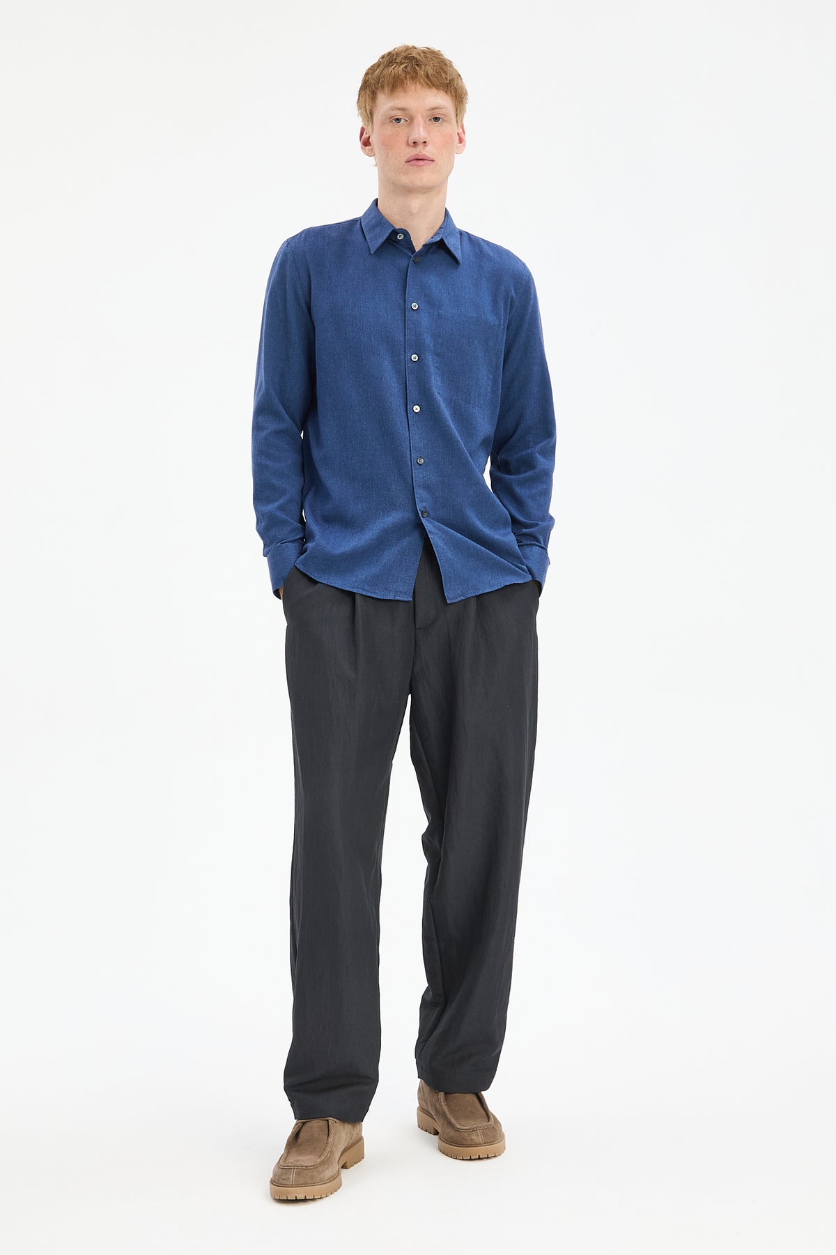 Feel Good Shirt in Cobalt Blue Organic Cotton and Tencel