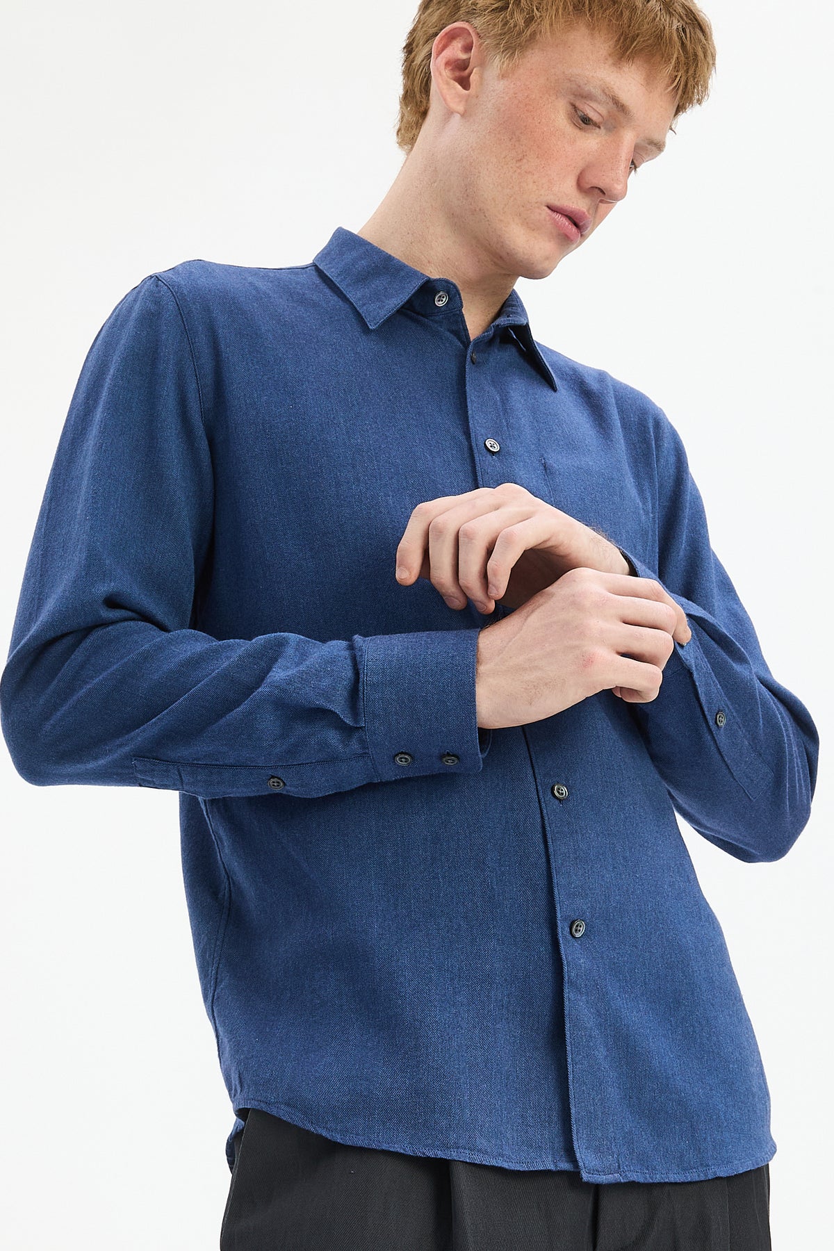 Feel Good Shirt in Cobalt Blue Organic Cotton and Tencel