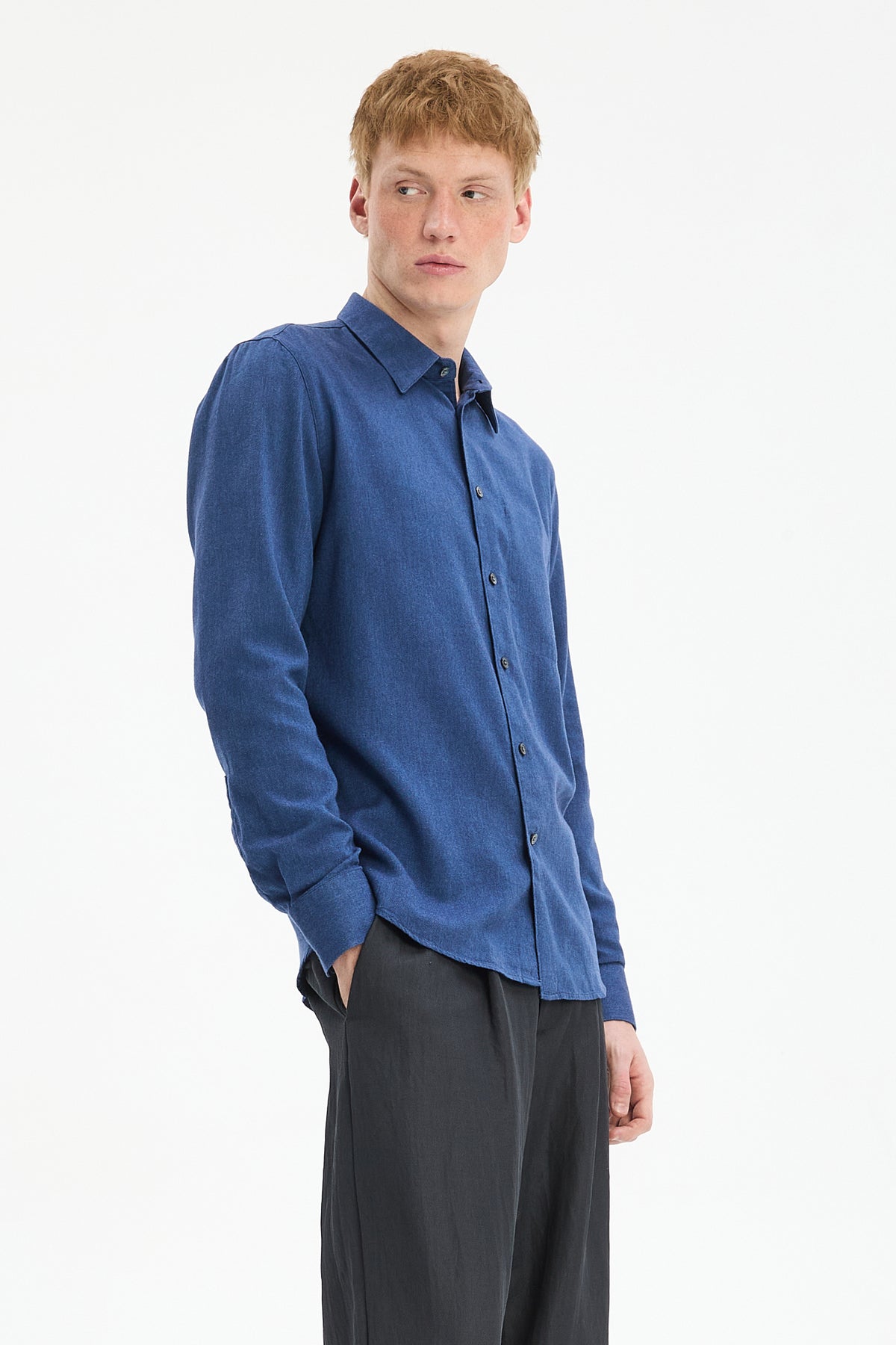 Feel Good Shirt in Cobalt Blue Organic Cotton and Tencel