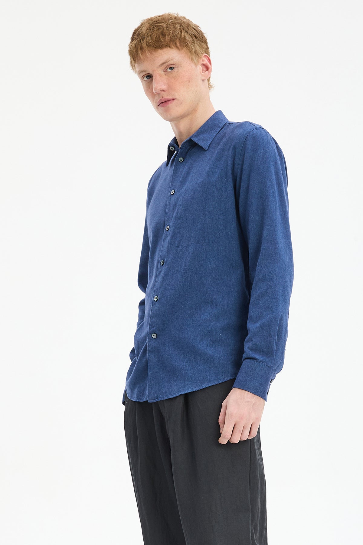 Feel Good Shirt in Cobalt Blue Organic Cotton and Tencel