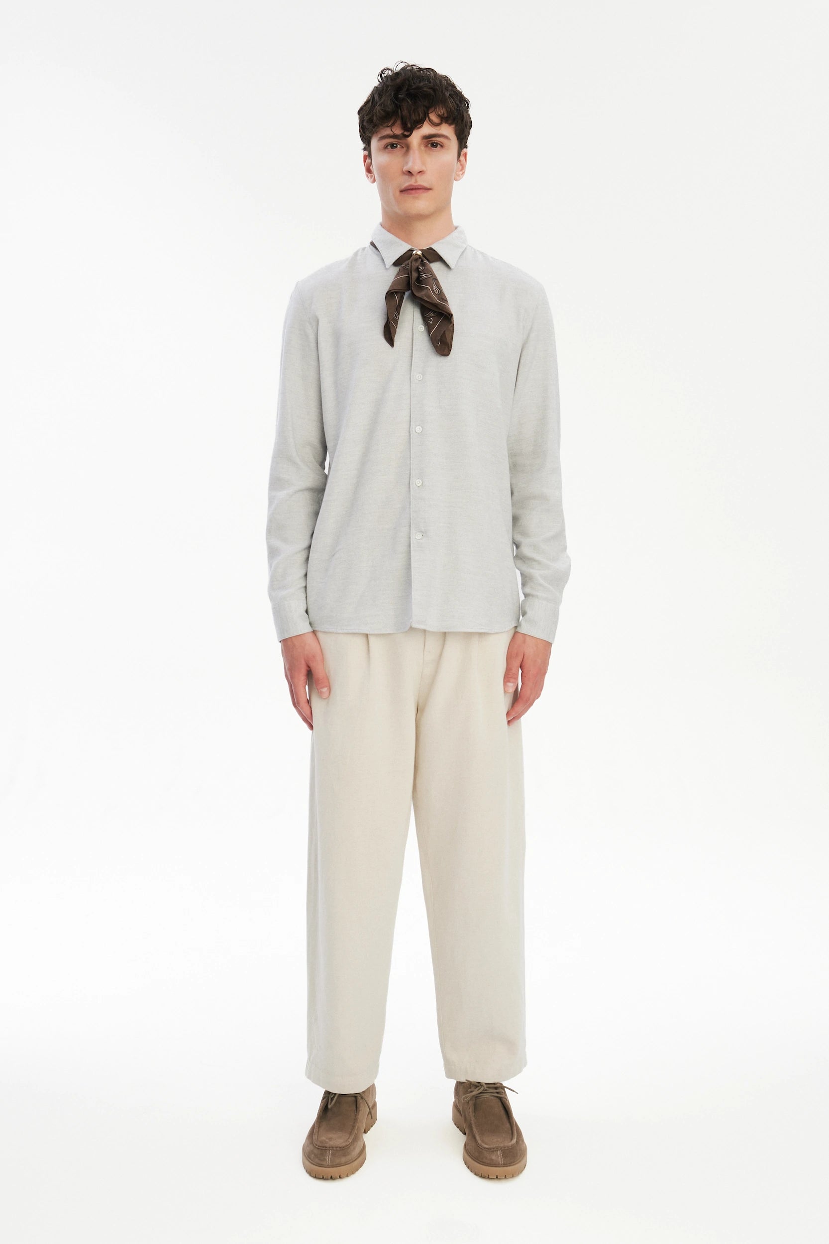 Feel Good Shirt in Grey Silky Italian Lyocell and Organic Cotton Flannel