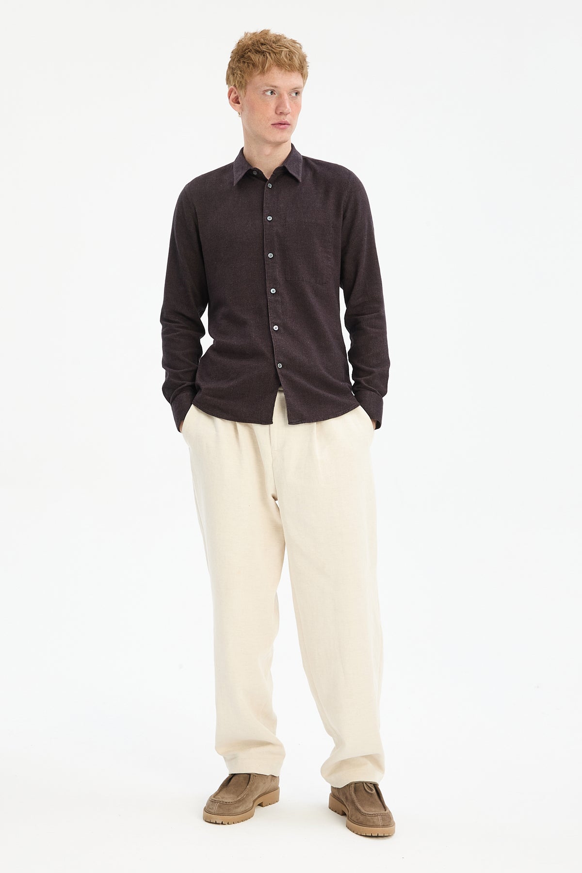 Feel Good Shirt in Brown Organic Cotton and Tencel