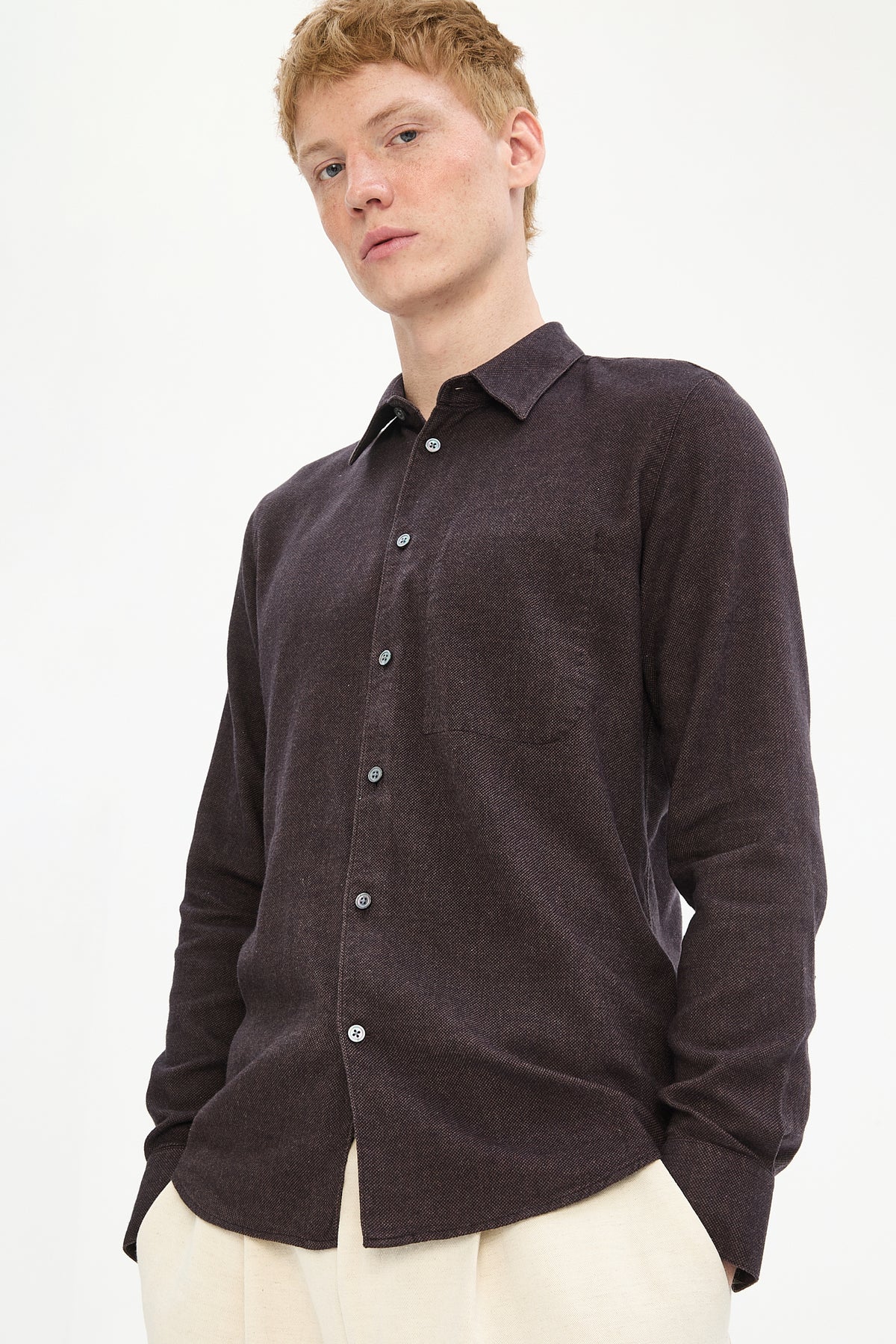 Feel Good Shirt in Brown Organic Cotton and Tencel
