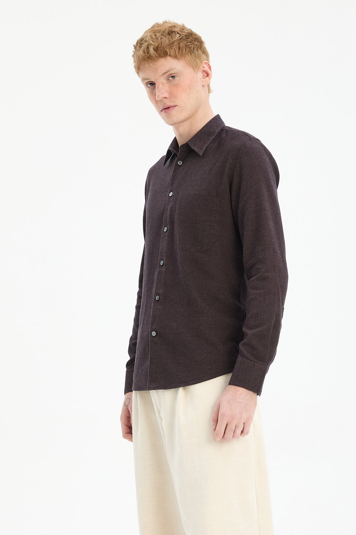 Feel Good Shirt in Brown Organic Cotton and Tencel