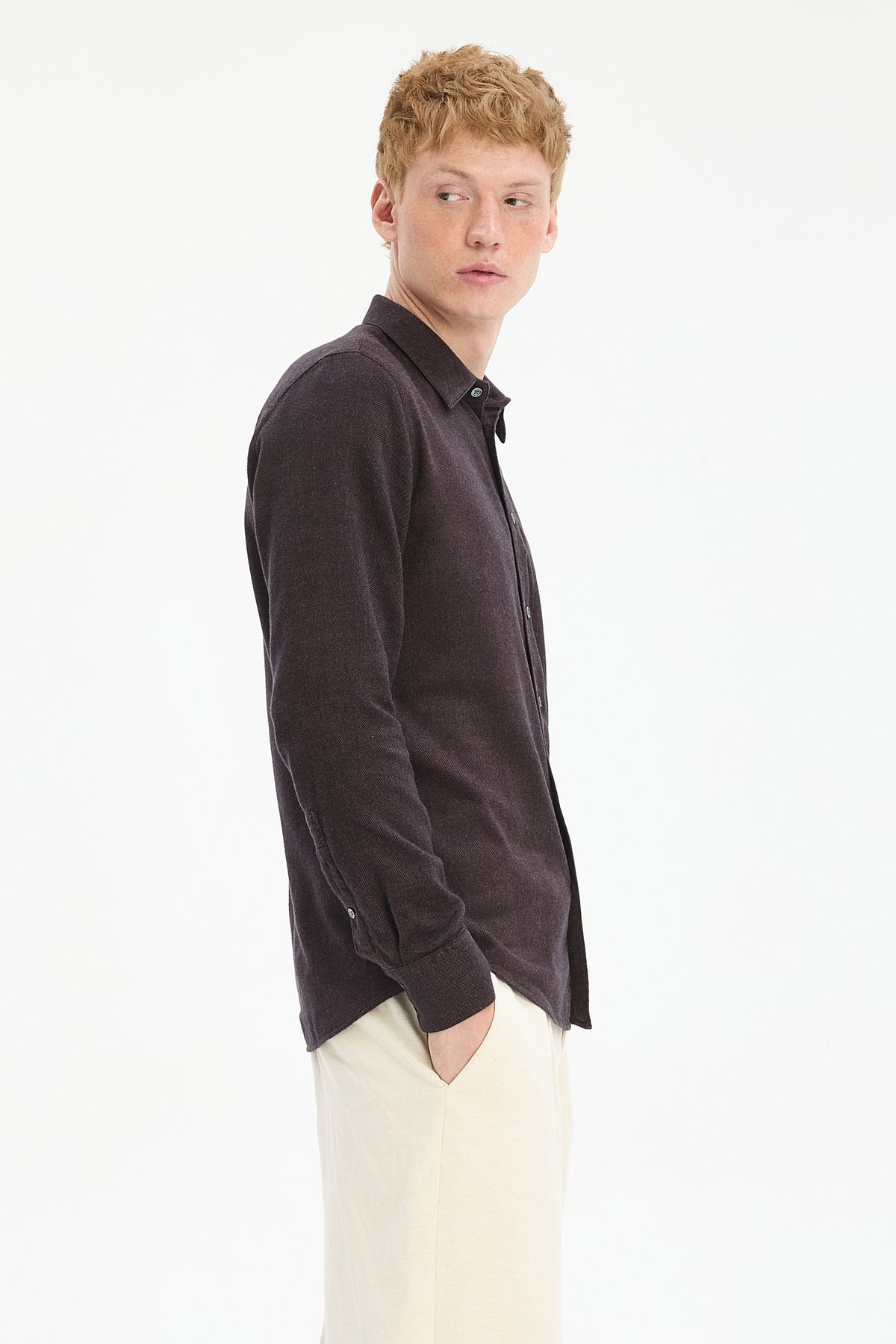 Feel Good Shirt in Brown Organic Cotton and Tencel